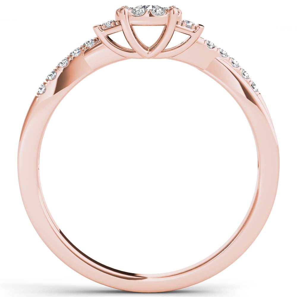 Rose Gold Diamond Three-Stone Engagement Ring with 1/4ct TDW by Yaffie