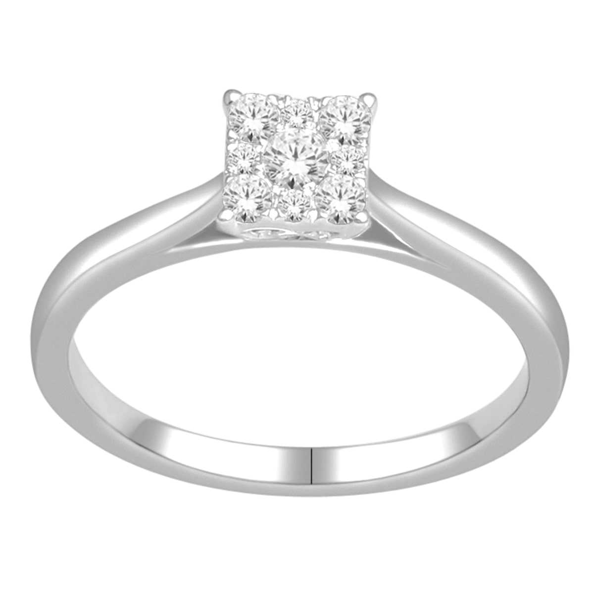 Dazzling Yaffie Diamond Ring in White Gold with 1/4 Carat Total Diamond Weight Cluster