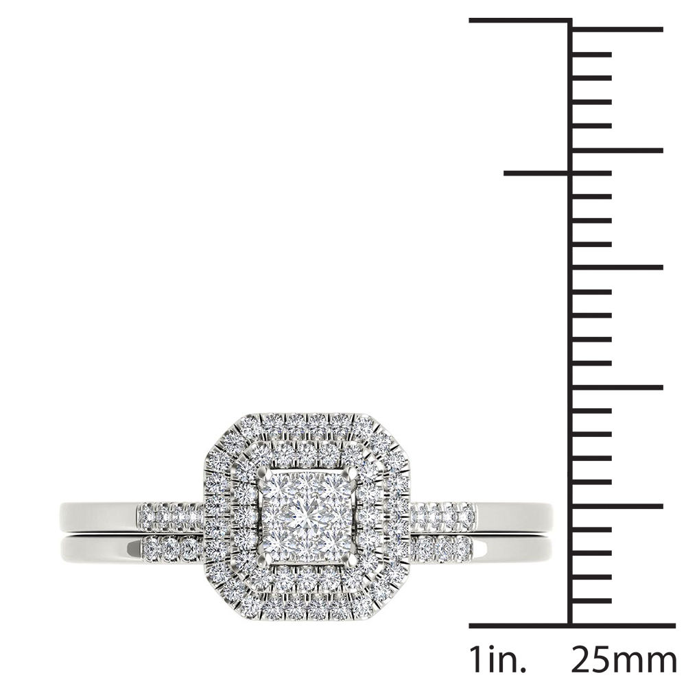 Yaffie White Gold Bridal Set with Sparkling Diamond Cluster