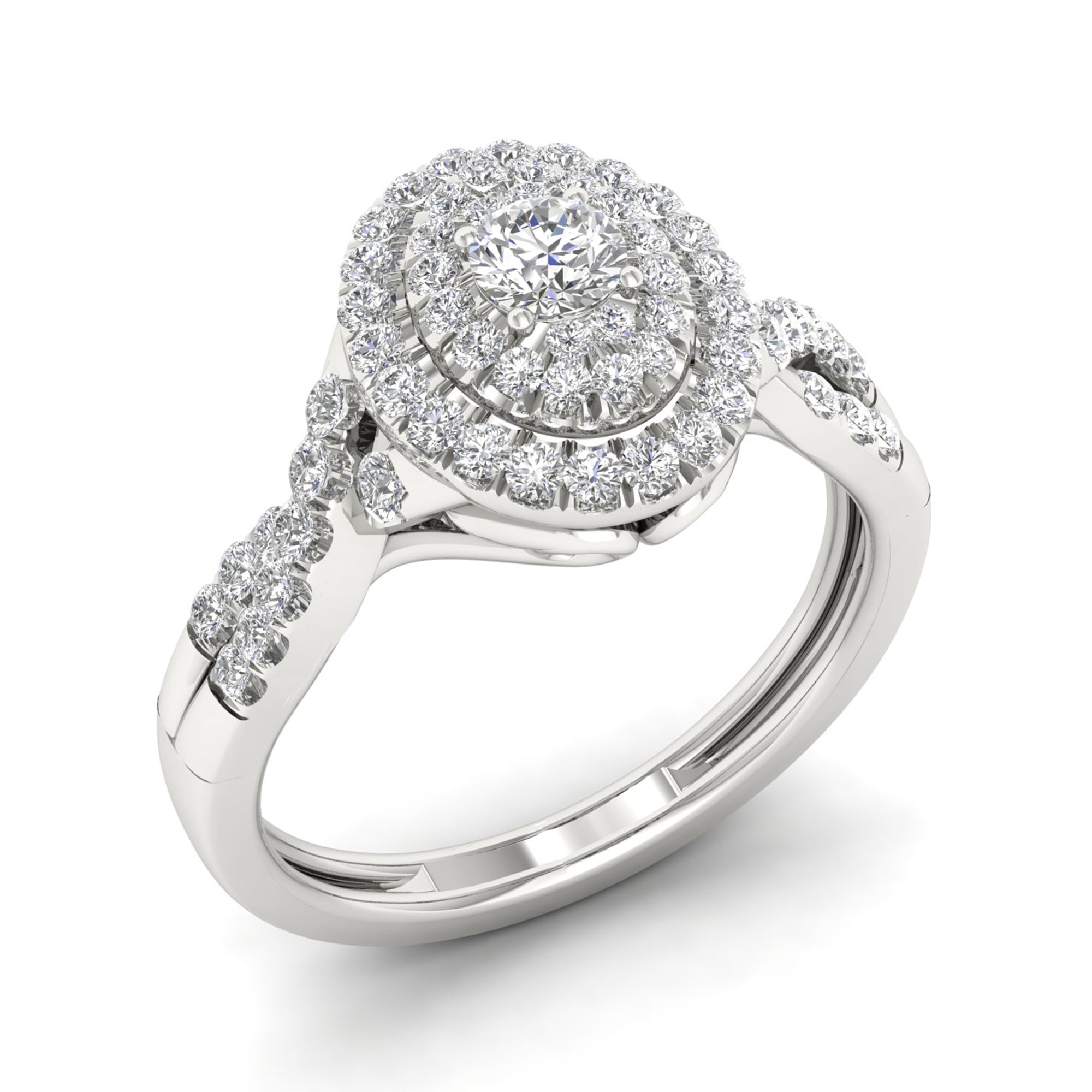 Dazzling Yaffie Oval Diamond Engagement Ring with 1/2ct TDW Halo
