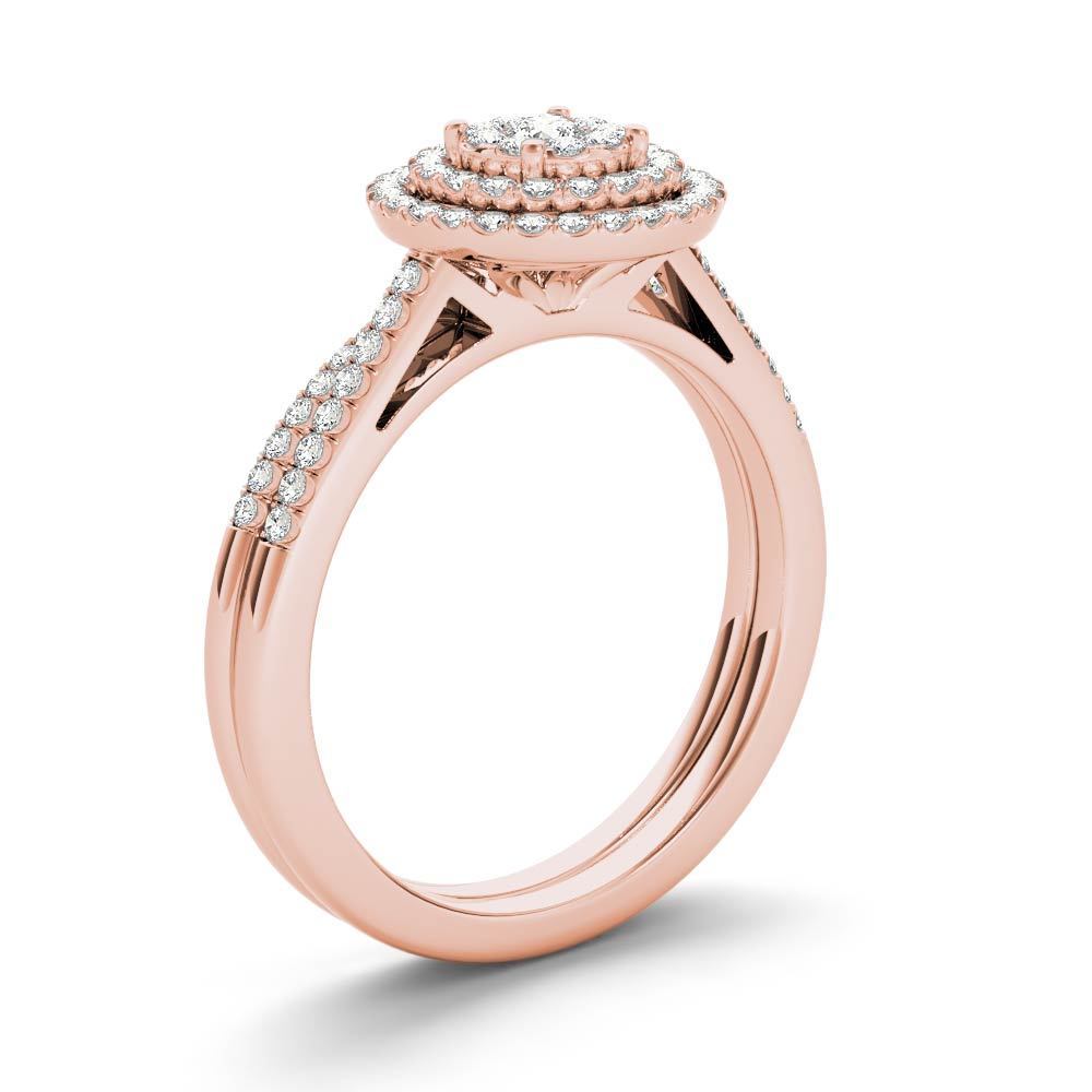 Sparkling Yaffie Cluster Bridal Set with 1/3ct TDW Halo