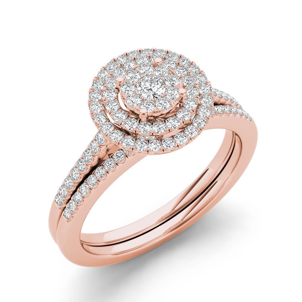 Sparkling Yaffie Cluster Bridal Set with 1/3ct TDW Halo