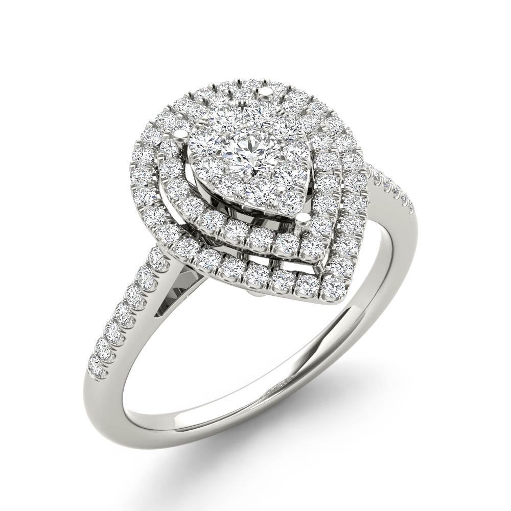 Yaffie Pear-Shaped Diamond Cluster Engagement Ring with 1/3ct TDW Frame