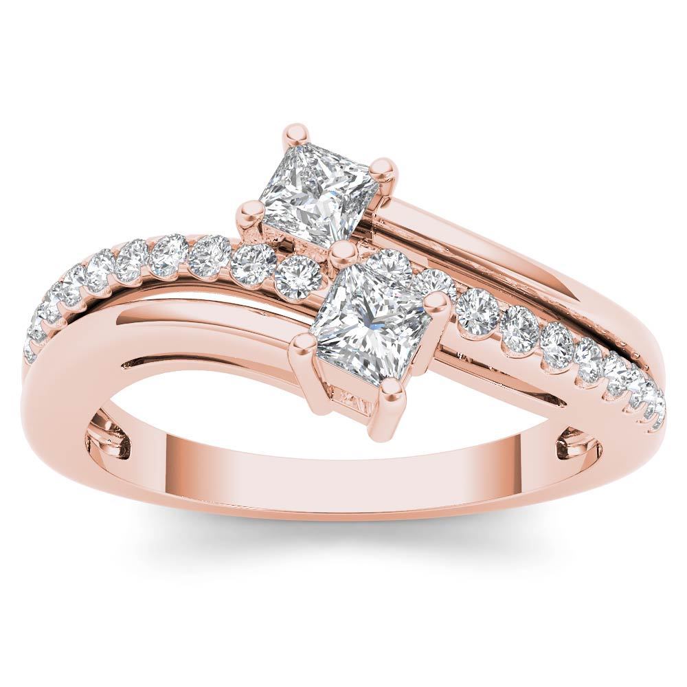 Stunning Yaffie Rose Gold Two-Stone Diamond Engagement Ring with 5/8ct TDW