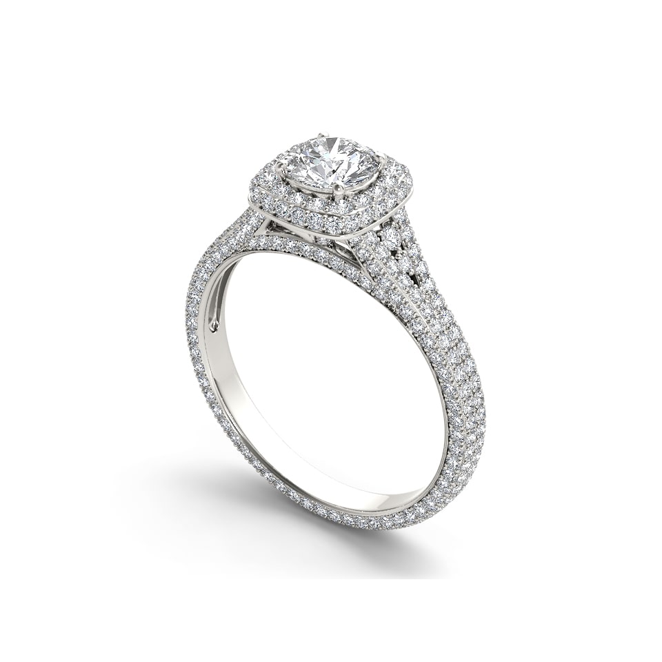 Engage with Elegance: Yaffie 1 1/4ct TDW Diamond Split-Shank Halo Ring in White Gold