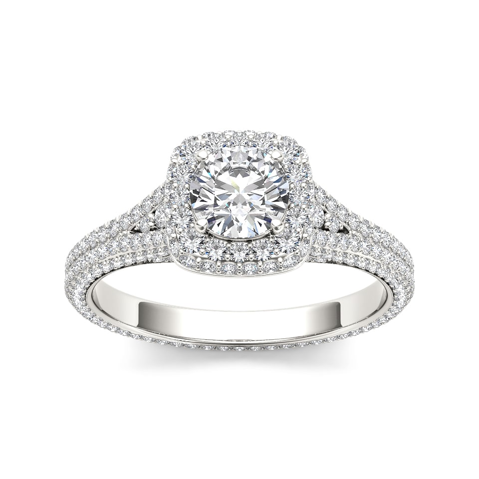 Engage with Elegance: Yaffie 1 1/4ct TDW Diamond Split-Shank Halo Ring in White Gold