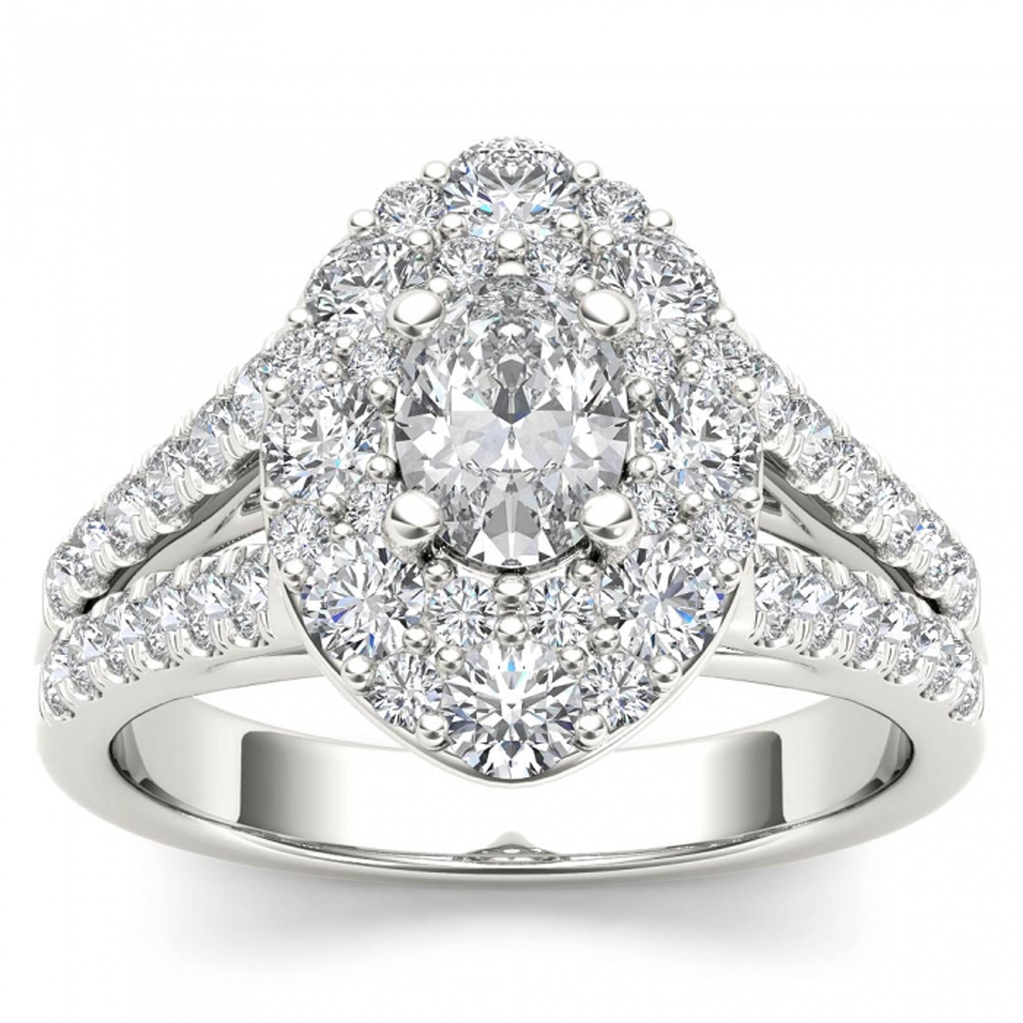 Yaffie Stunning Oval Diamond Halo Engagement Ring - White Gold + 1.875ct TDW