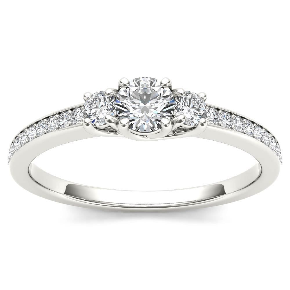 Yaffie Three-Stone White Gold Ring with 1/2ct TDW Diamonds, perfect for your anniversary.