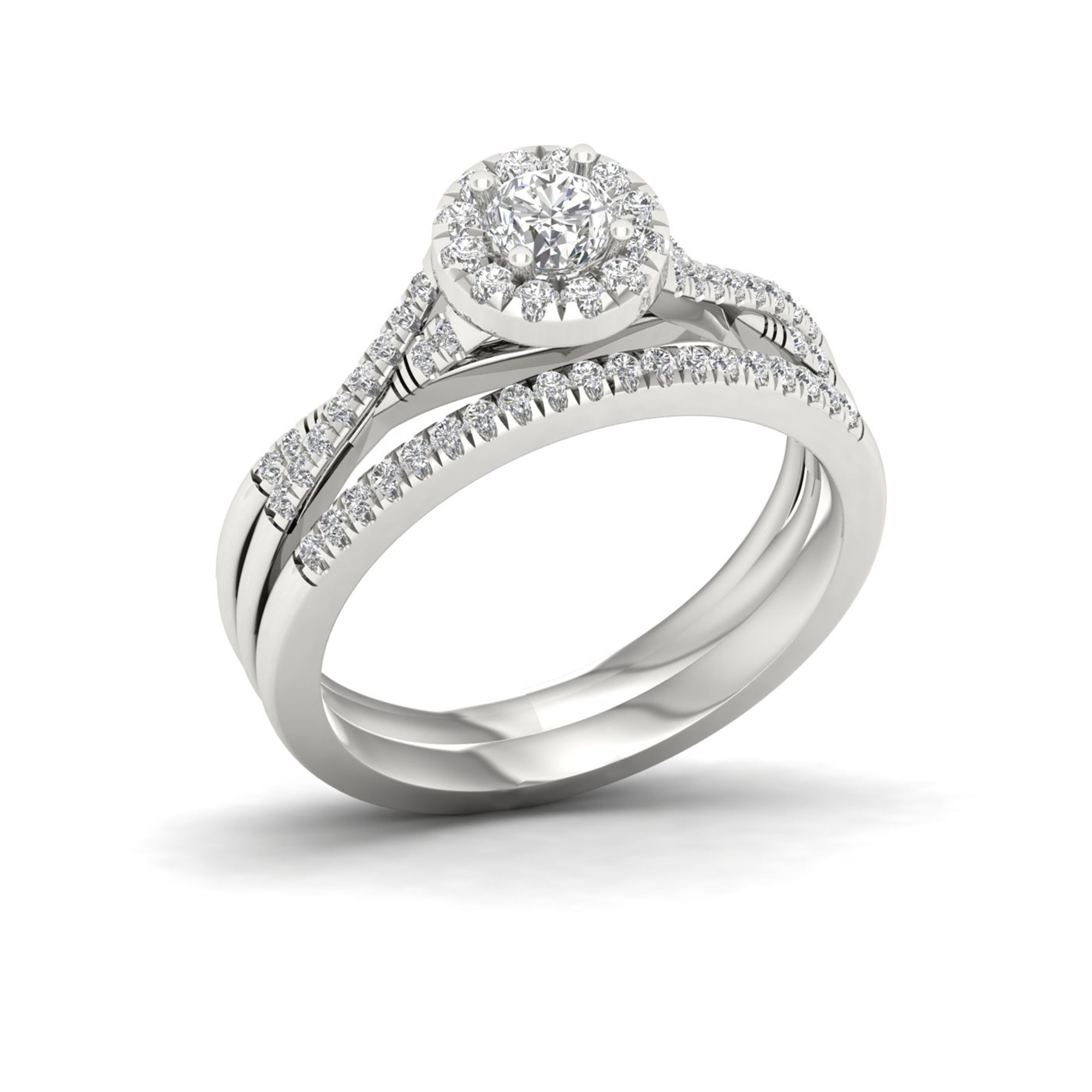 White Gold Diamond Halo Bridal Set with 5/8ct TDW, by Yaffie
