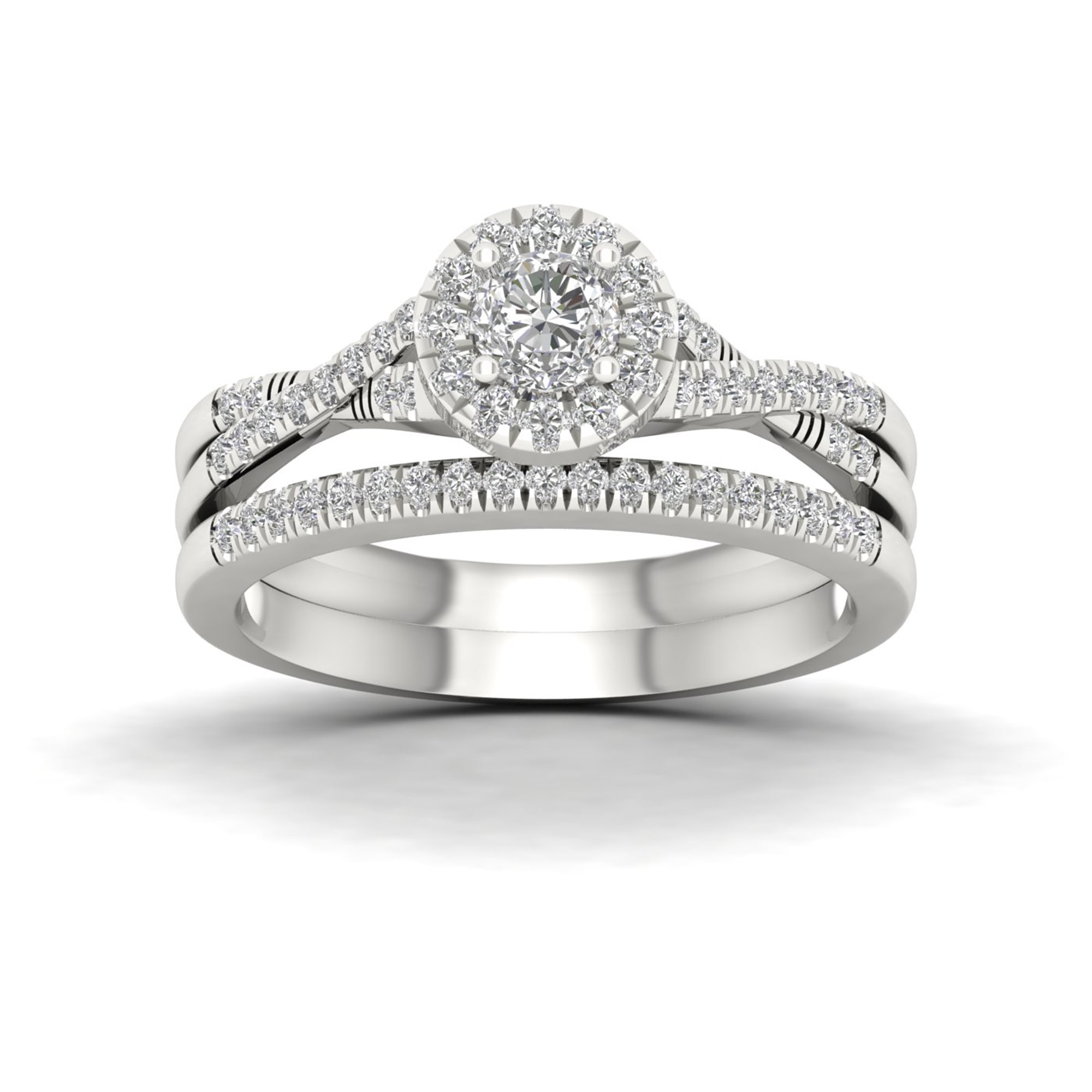 White Gold Diamond Halo Bridal Set with 5/8ct TDW, by Yaffie