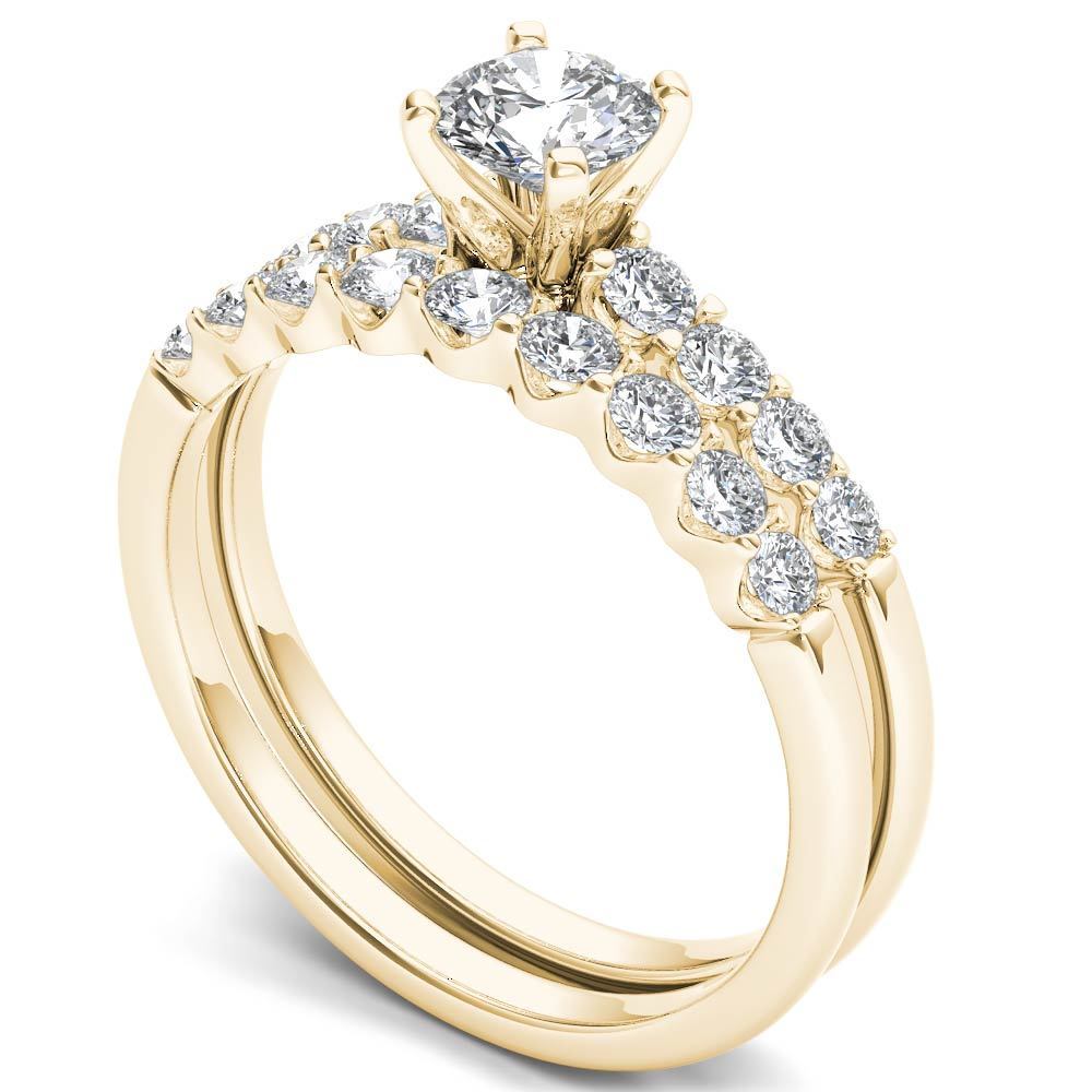One-Band Yaffie Gold Engagement Ring Set, Featuring a Classic 1ct TDW Diamond