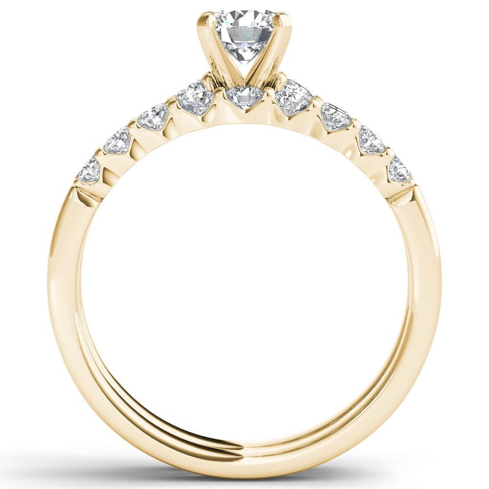 One-Band Yaffie Gold Engagement Ring Set, Featuring a Classic 1ct TDW Diamond