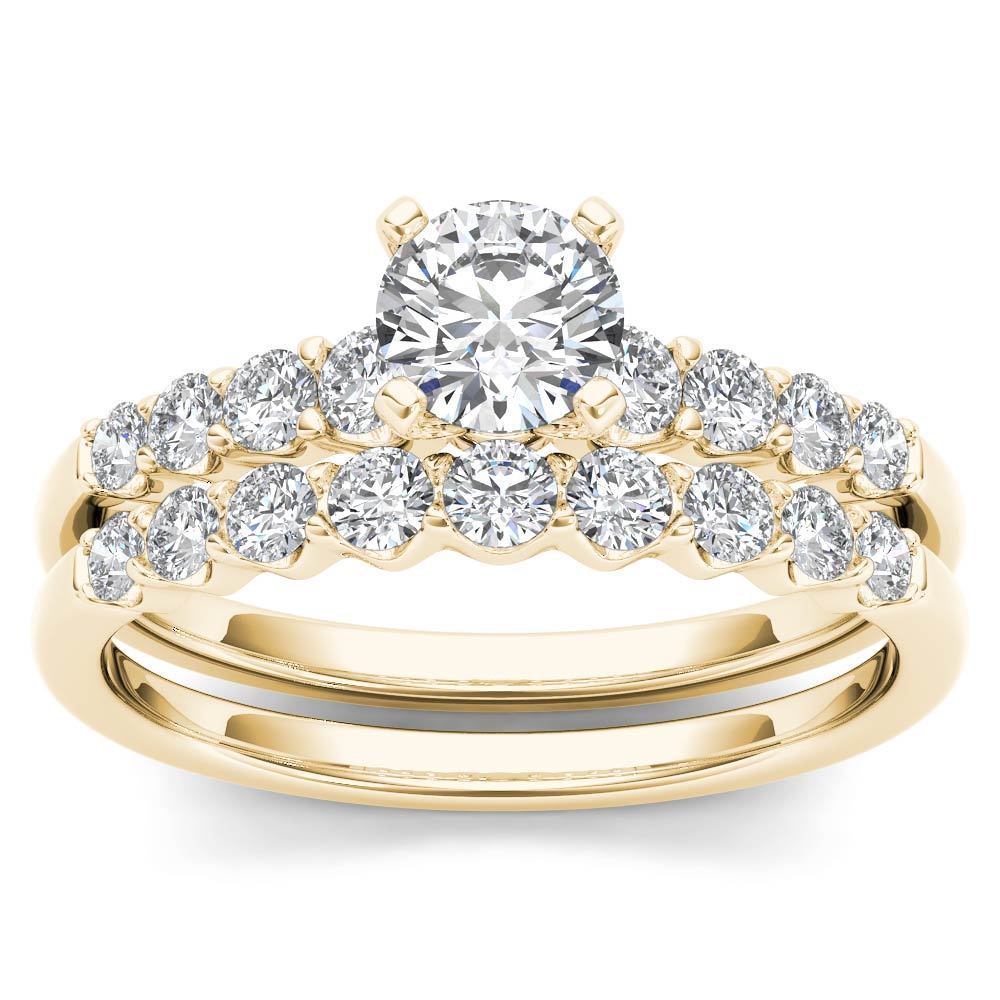 One-Band Yaffie Gold Engagement Ring Set, Featuring a Classic 1ct TDW Diamond