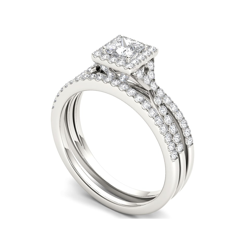 1ct TDW Princess-cut Diamond Engagement Ring Set in Elegant White Gold by Yaffie