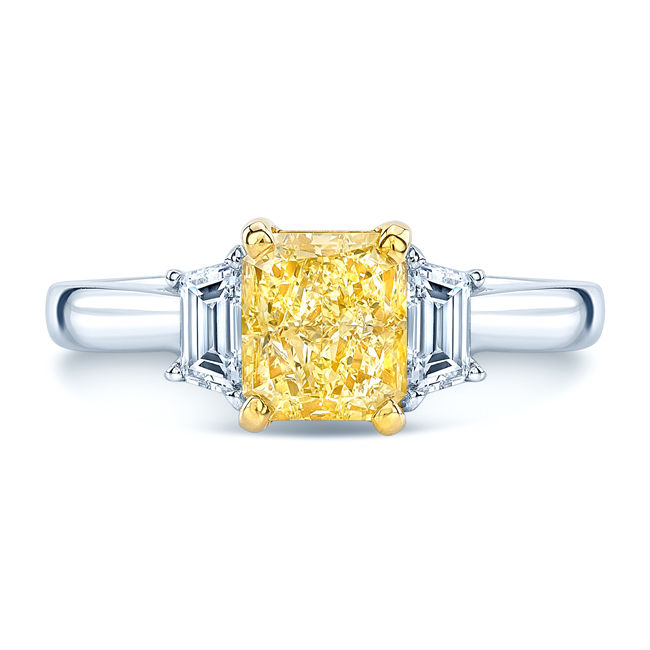 GIA-certified Fancy Yellow Diamond Ring with 1 3/4ct TDW in Yaffie Estie G Gold