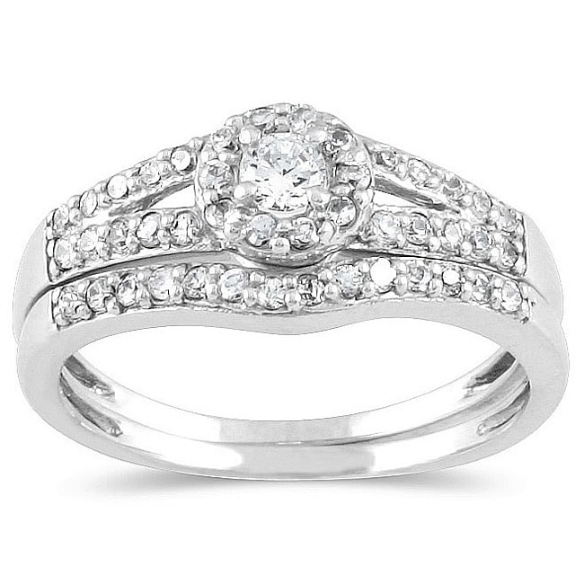 Captivate with Yaffie White Gold Diamond Halo Bridal Set - 3/8ct TDW