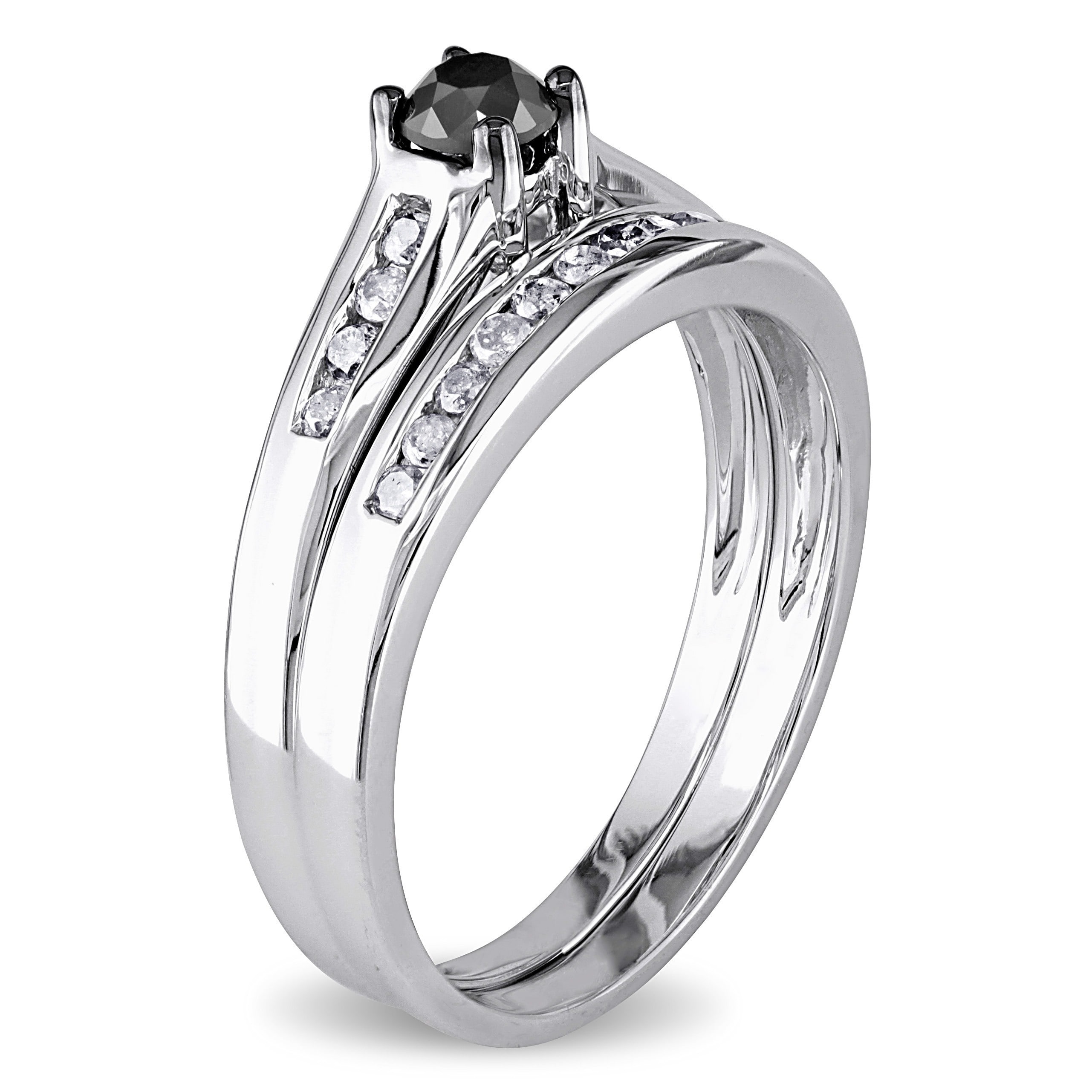 Yaffie ™ Unique Black and White Diamond Bridal Ring Set with 1/2ct TDW in Gold - Custom Made