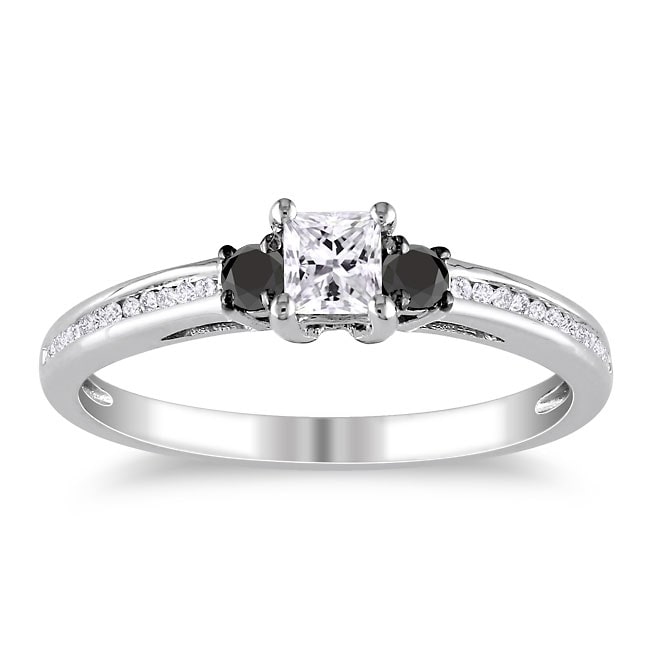 Yaffie ™ Custom Black and White Princess-cut Diamond Ring in 1/2ct TDW White Gold