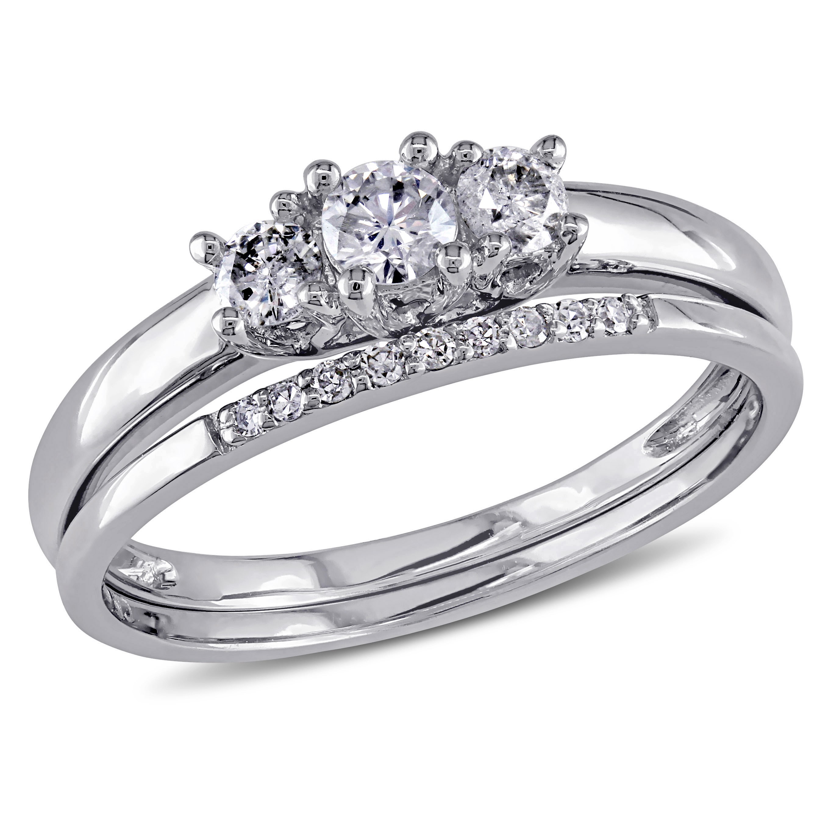 3-Stone Diamond Engagement Ring Set with Yaffie White Gold and 1/3ct Diamonds