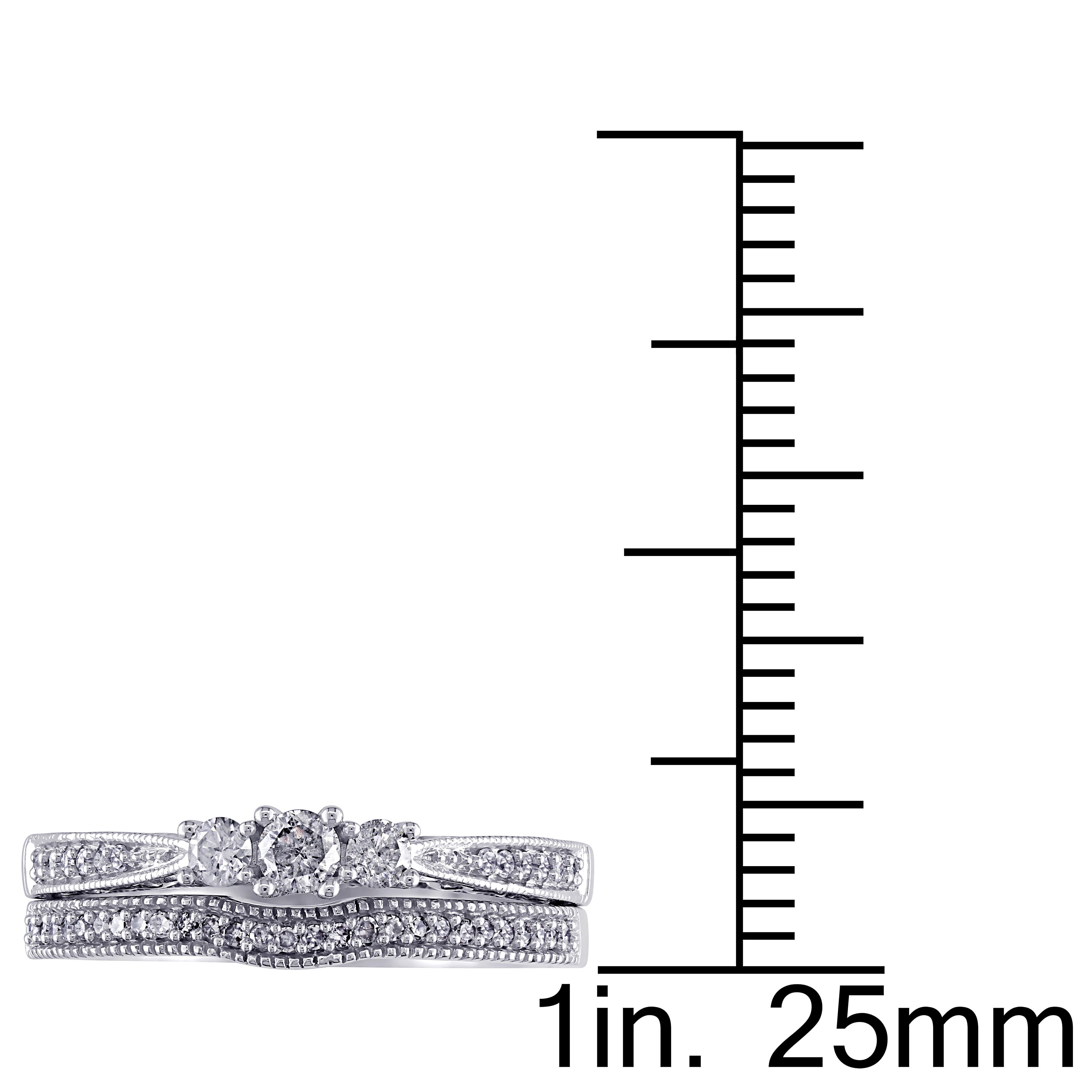White Gold 3-stone Bridal Ring with 1/3ct TDW Diamonds by Yaffie