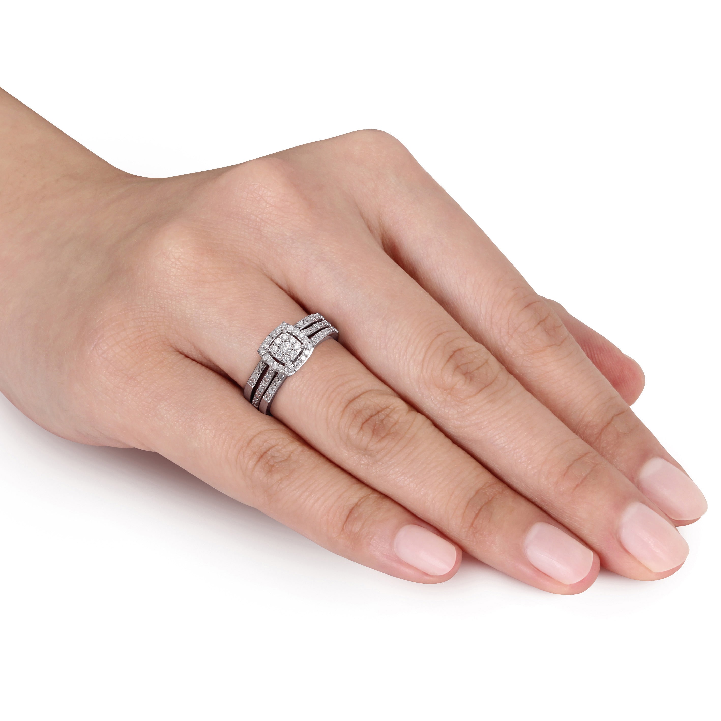 Yaffie White Gold Diamond Bridal Ring Set - 1/3ct TDW
