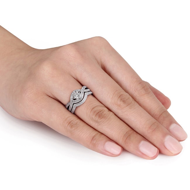 Flower-Adorned Bridal Set with 1/3ct TDW White Gold Diamonds by Yaffie