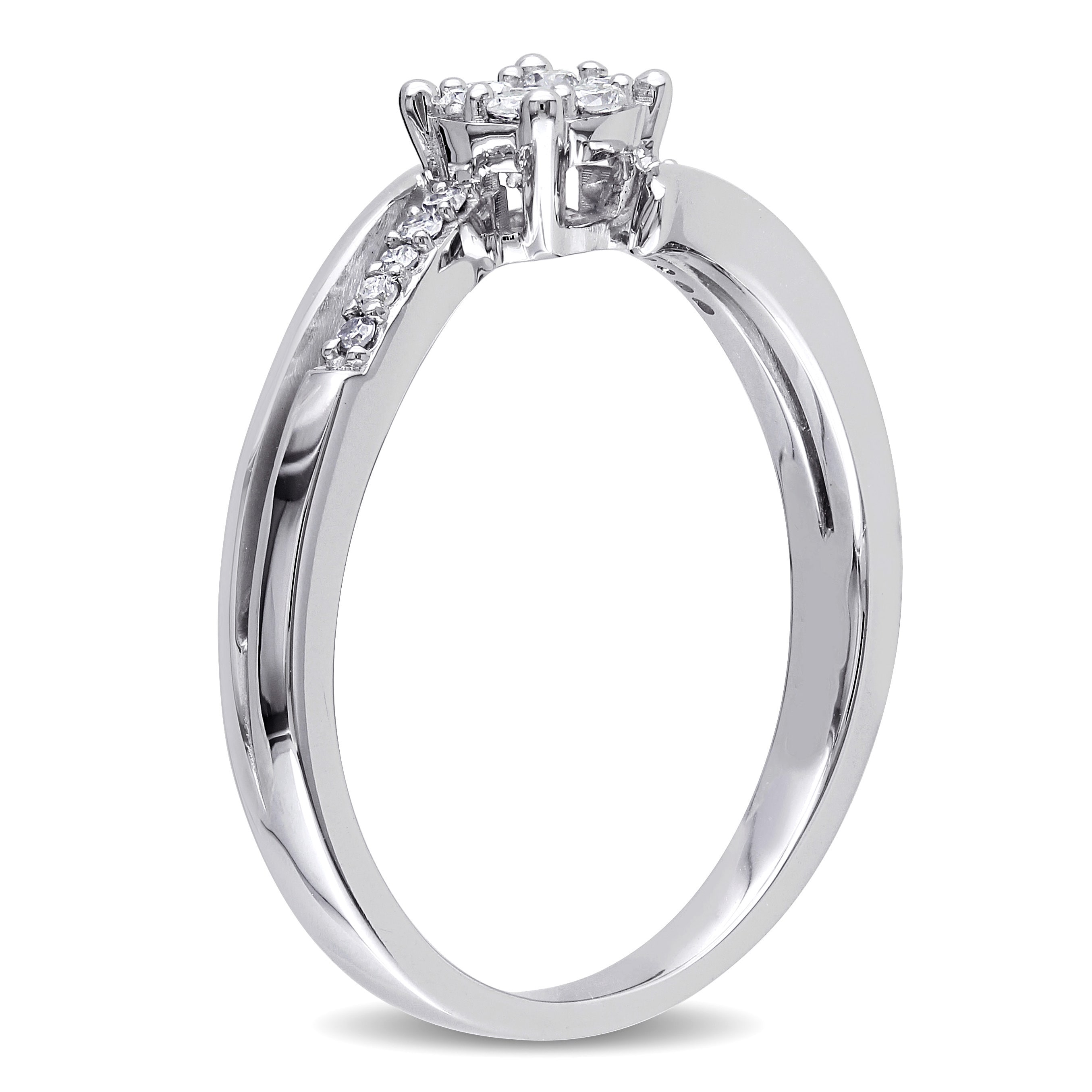 White Gold Diamond Cluster Promise Ring by Yaffie, featuring 1/5ct of dazzling diamonds.