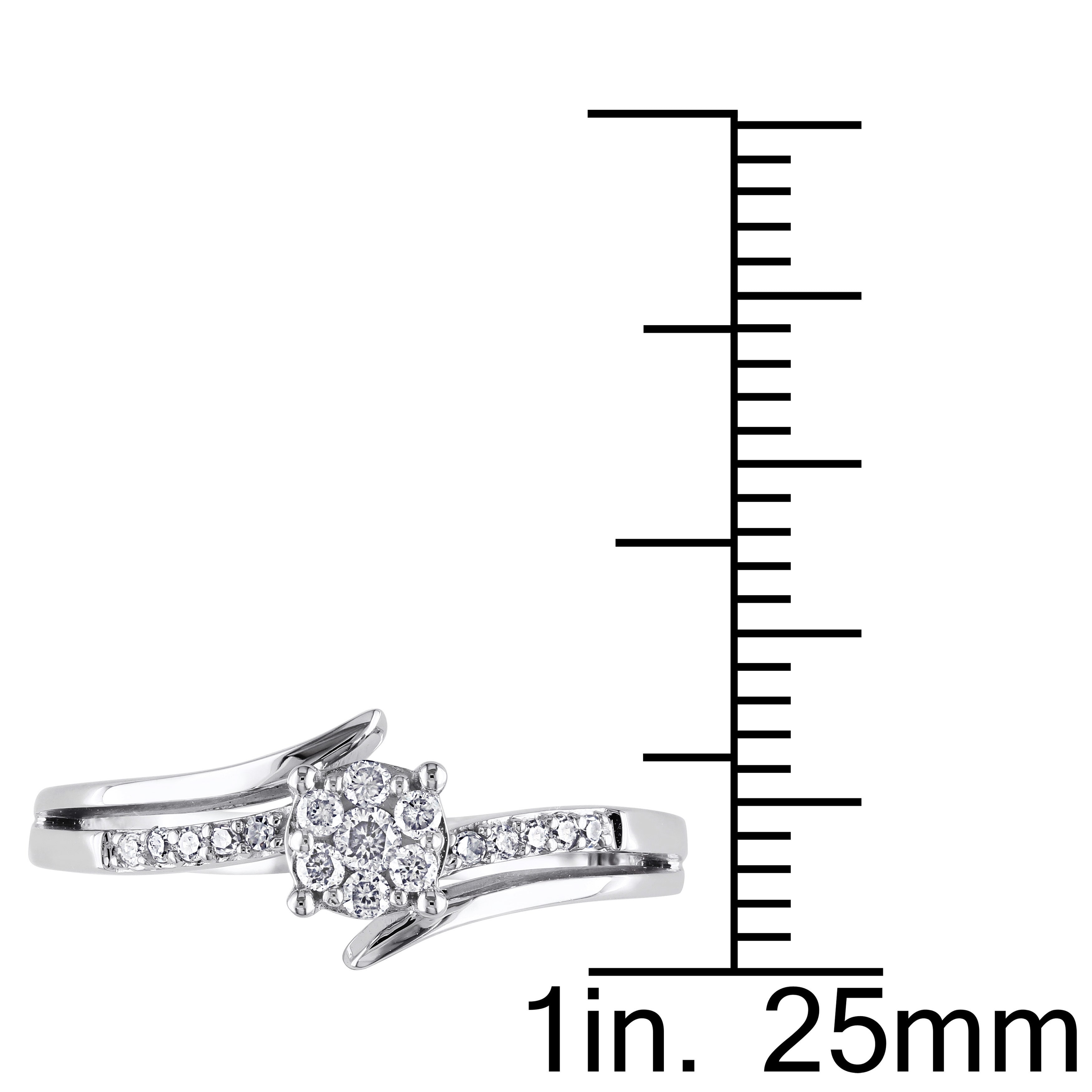 White Gold Diamond Cluster Promise Ring by Yaffie, featuring 1/5ct of dazzling diamonds.