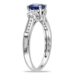 Yaffie Dazzling White Gold Ring with Created Sapphire and Diamond Accents