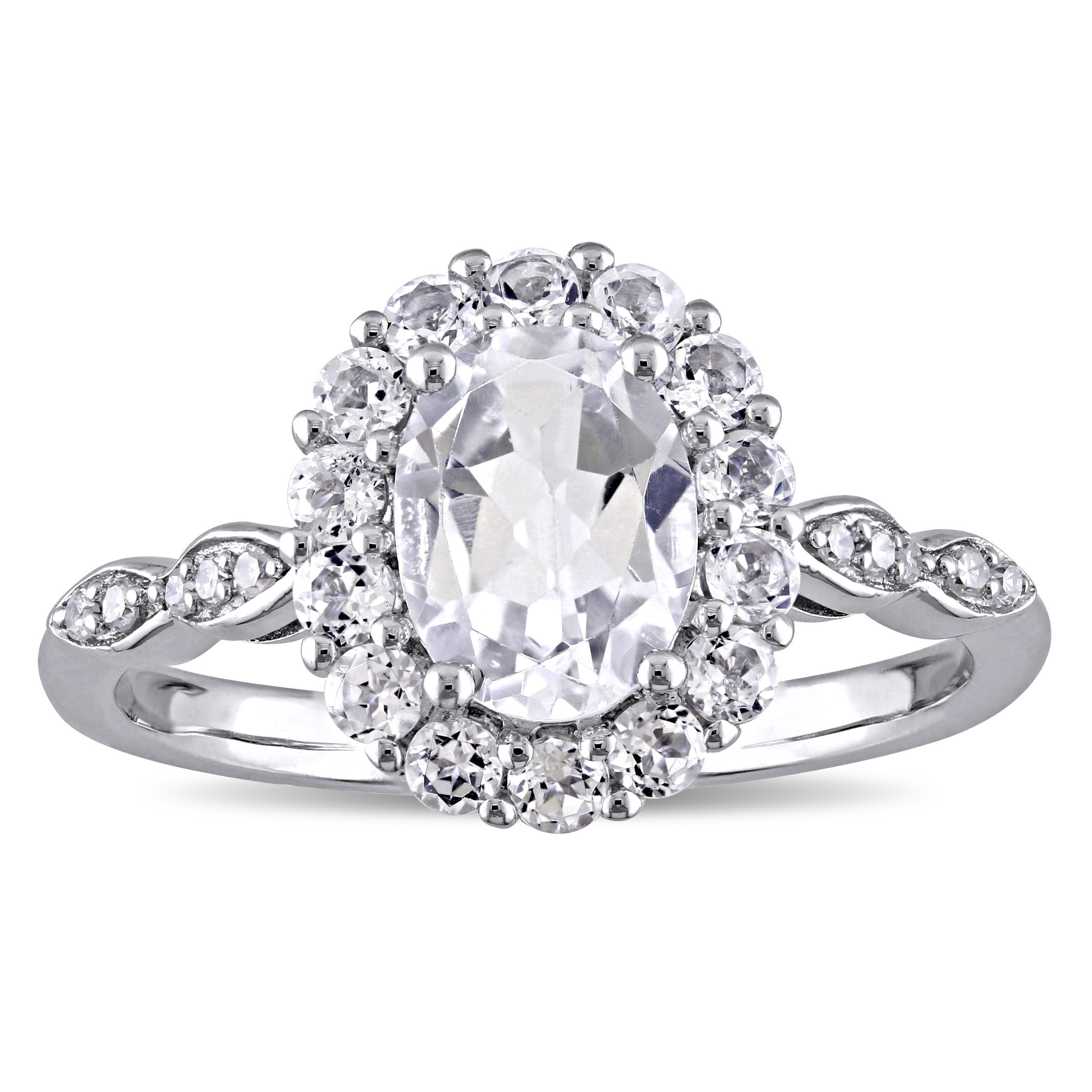 Capture Her Heart with Yaffie White Gold Oval-cut Topaz Engagement Ring