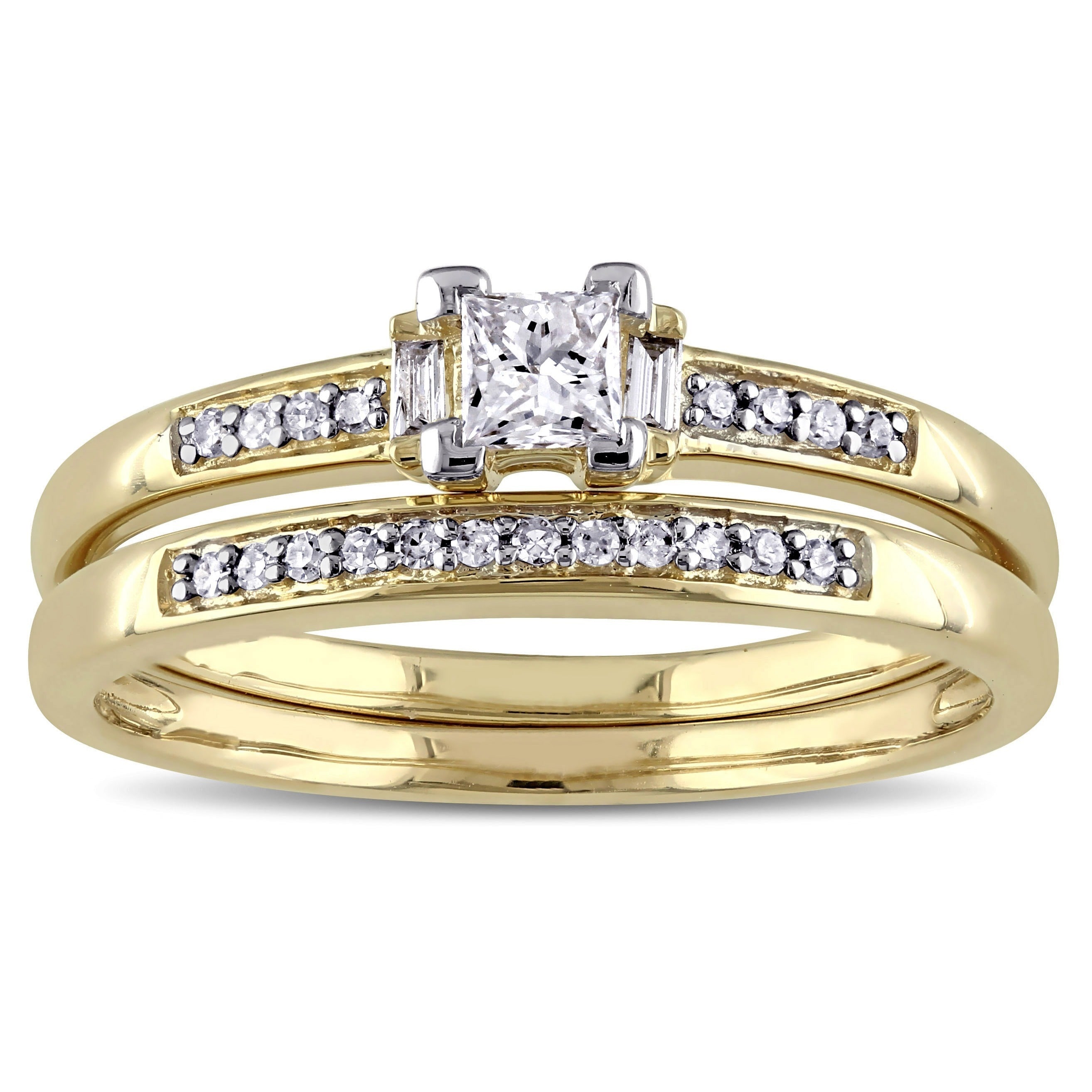 Sparkling Yaffie Gold Diamond Bridal Ring Set with 1/3ct TDW