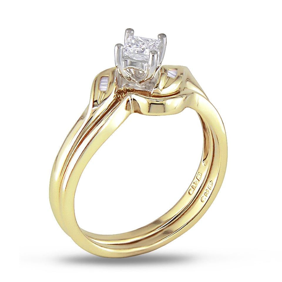 Gold Yaffie Bridal Set with 1/4ct Diamond Total Weight