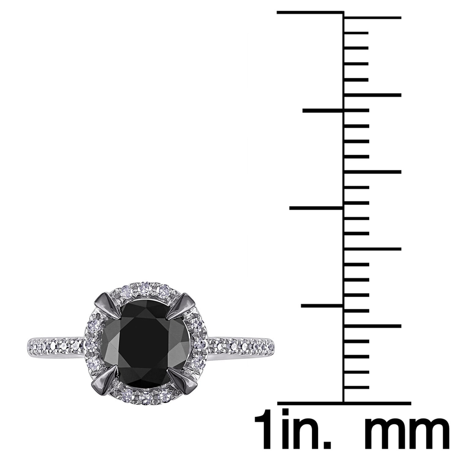 Yaffie™ Custom Black &amp; White Diamond Fashion Ring - 2 CT TW, White Gold GH I2;I3, Black Rhodium Plated