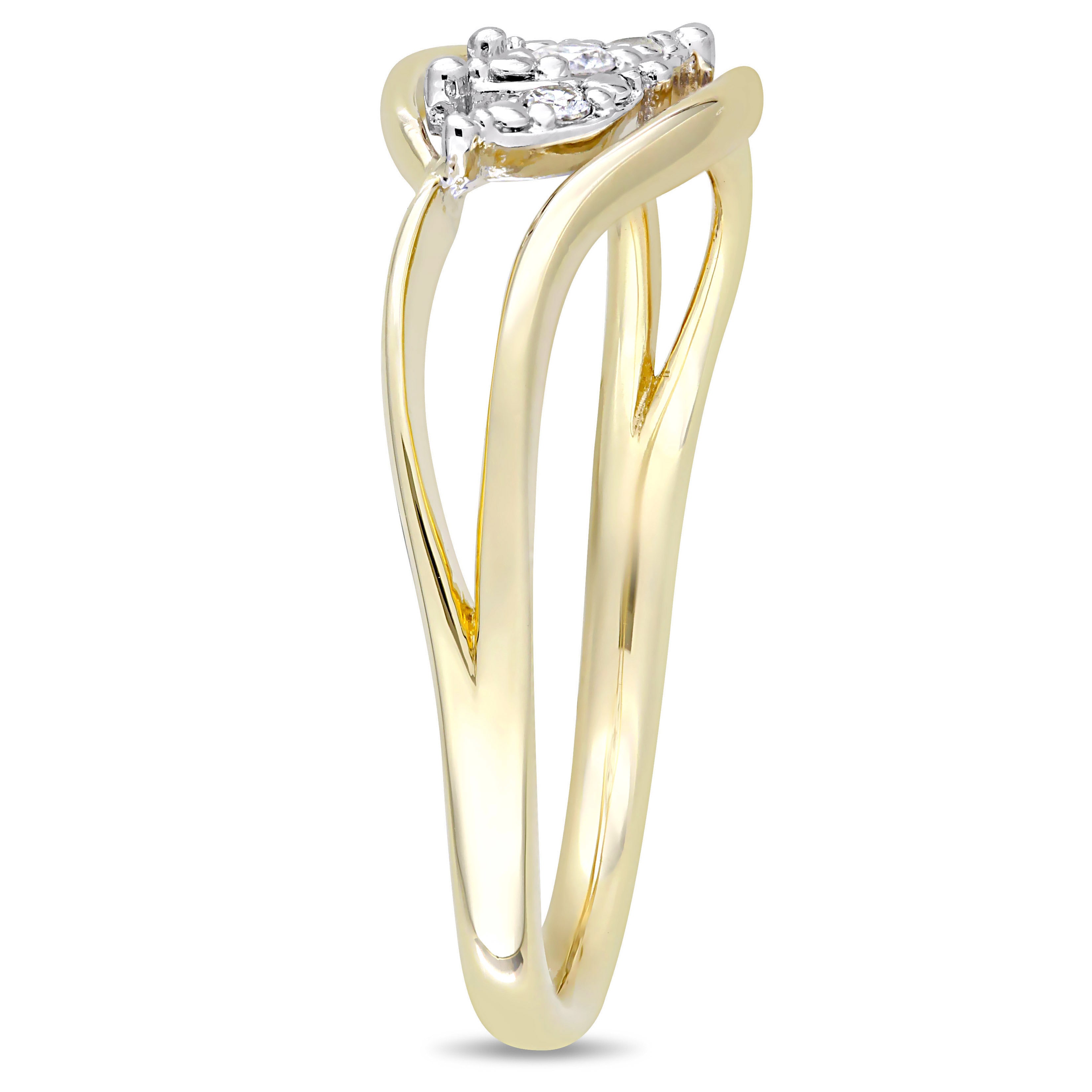 Diamond Floating Center Engagement Ring with Triple Marquise Cut in White and Gold Tones by Yaffie
