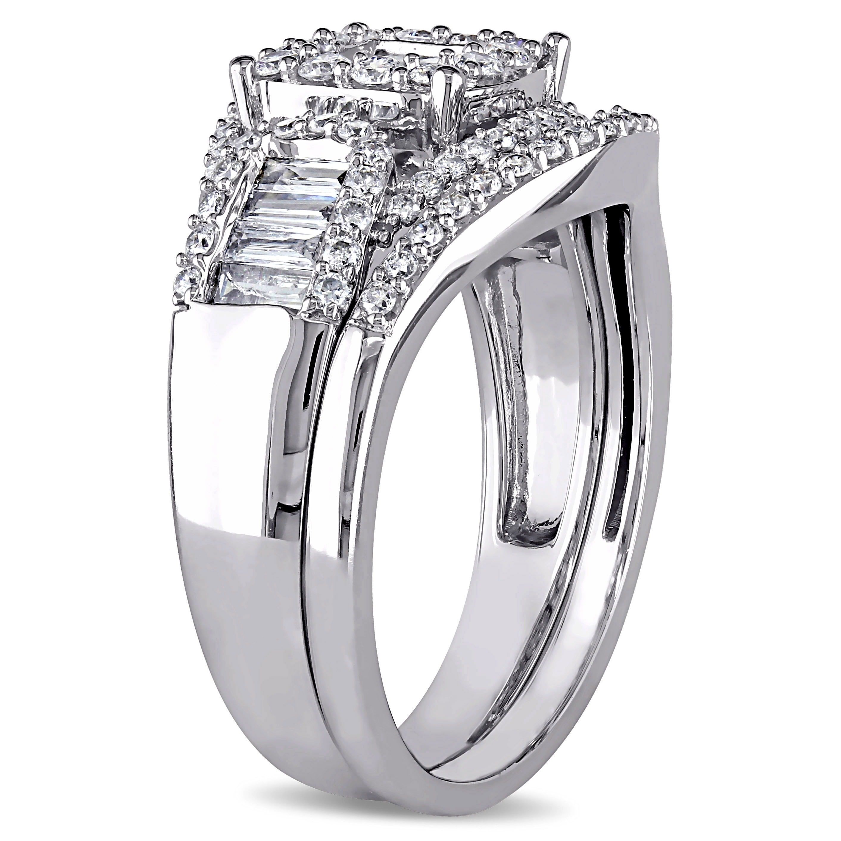 Yaffie White Gold Bridal Ring Set - 1 1/5ct TDW Diamond, part of the Signature Collection.