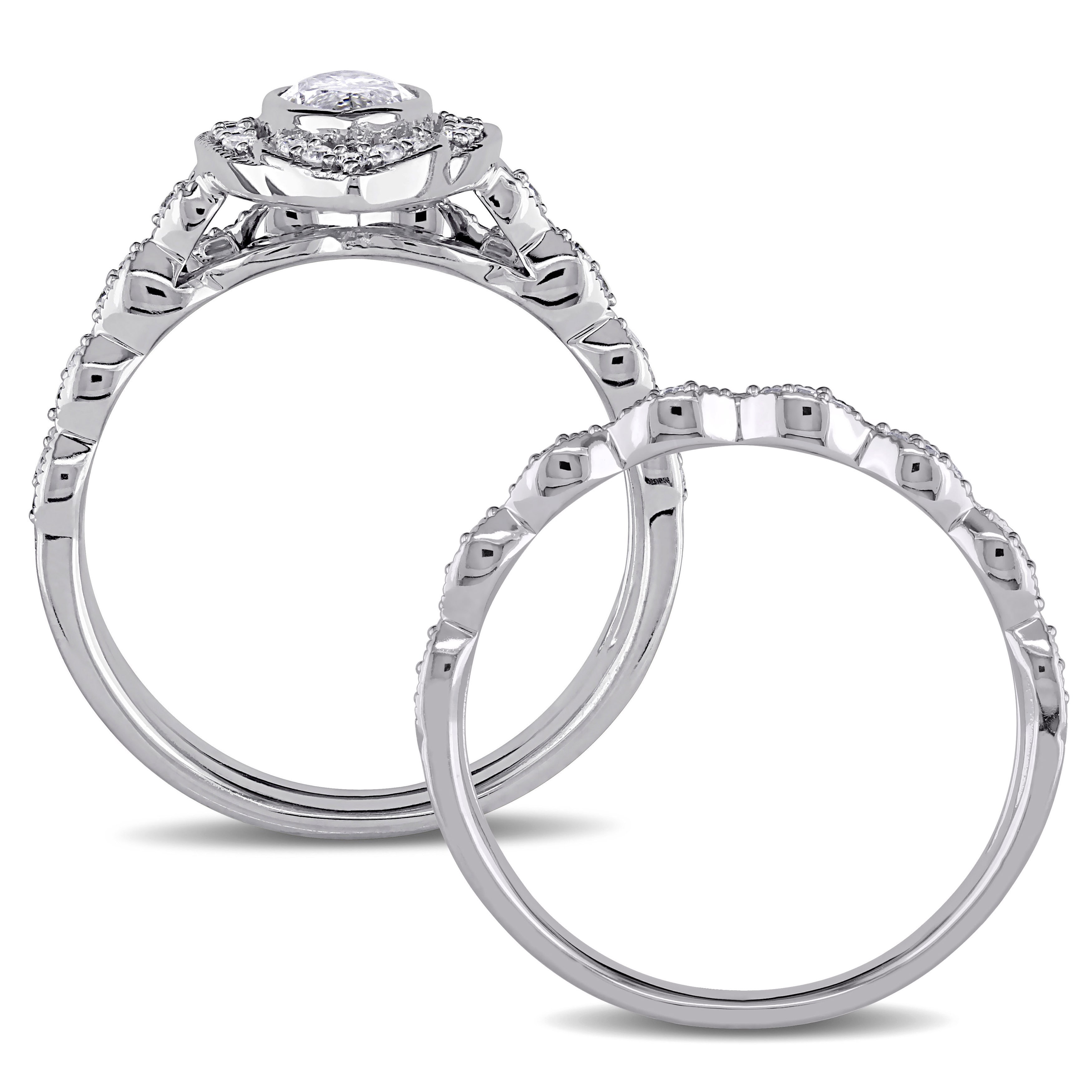 Yaffie Classic White Gold Marquise Diamond Ring Set with 1ct TDW Halo (Note: &quot;Bridal&quot; and &quot;Signature Collection&quot; were not included, as they did not significantly add to the description of the product.)