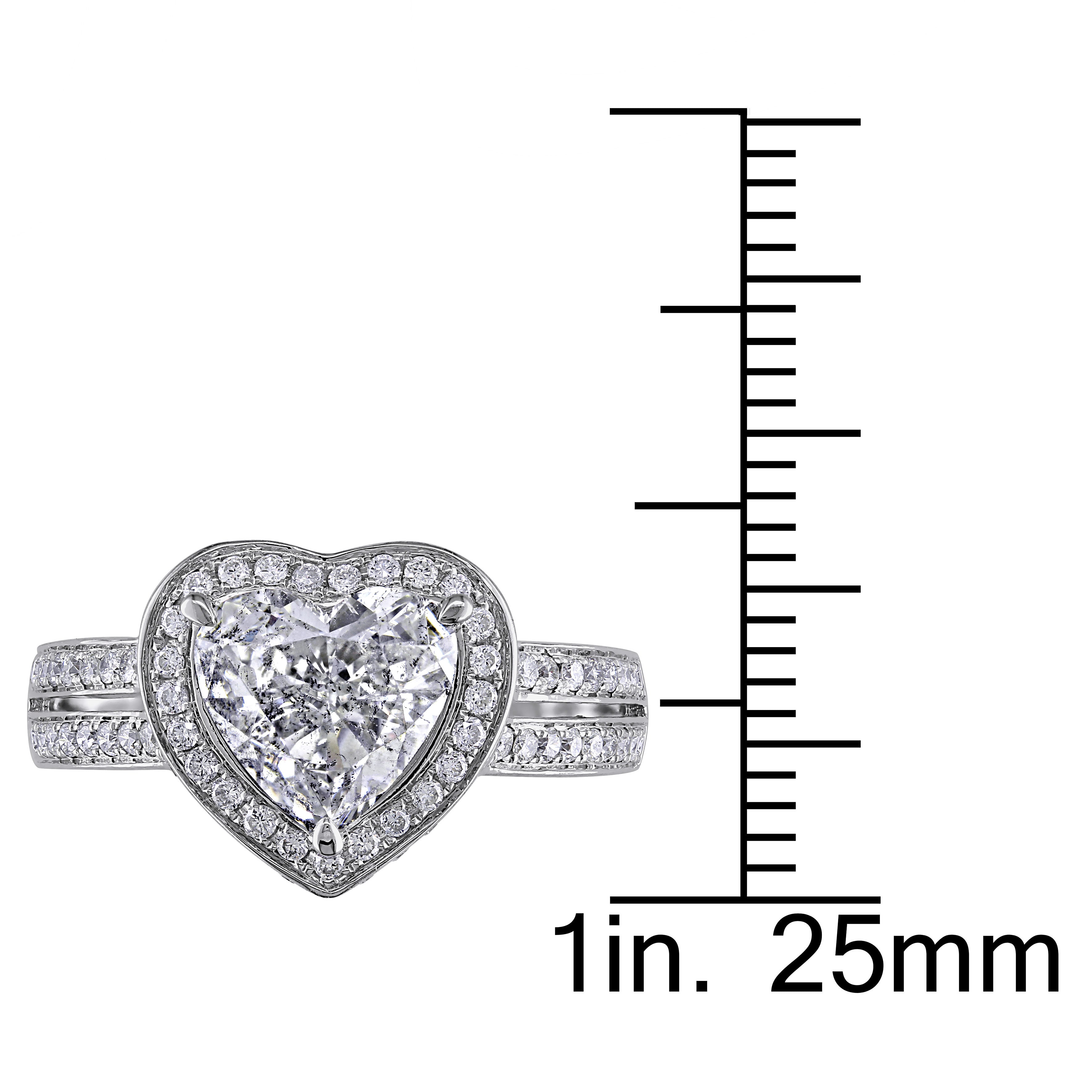 Yaffie Heart Diamond Ring - White Gold, 2ct Total Diamond Weight