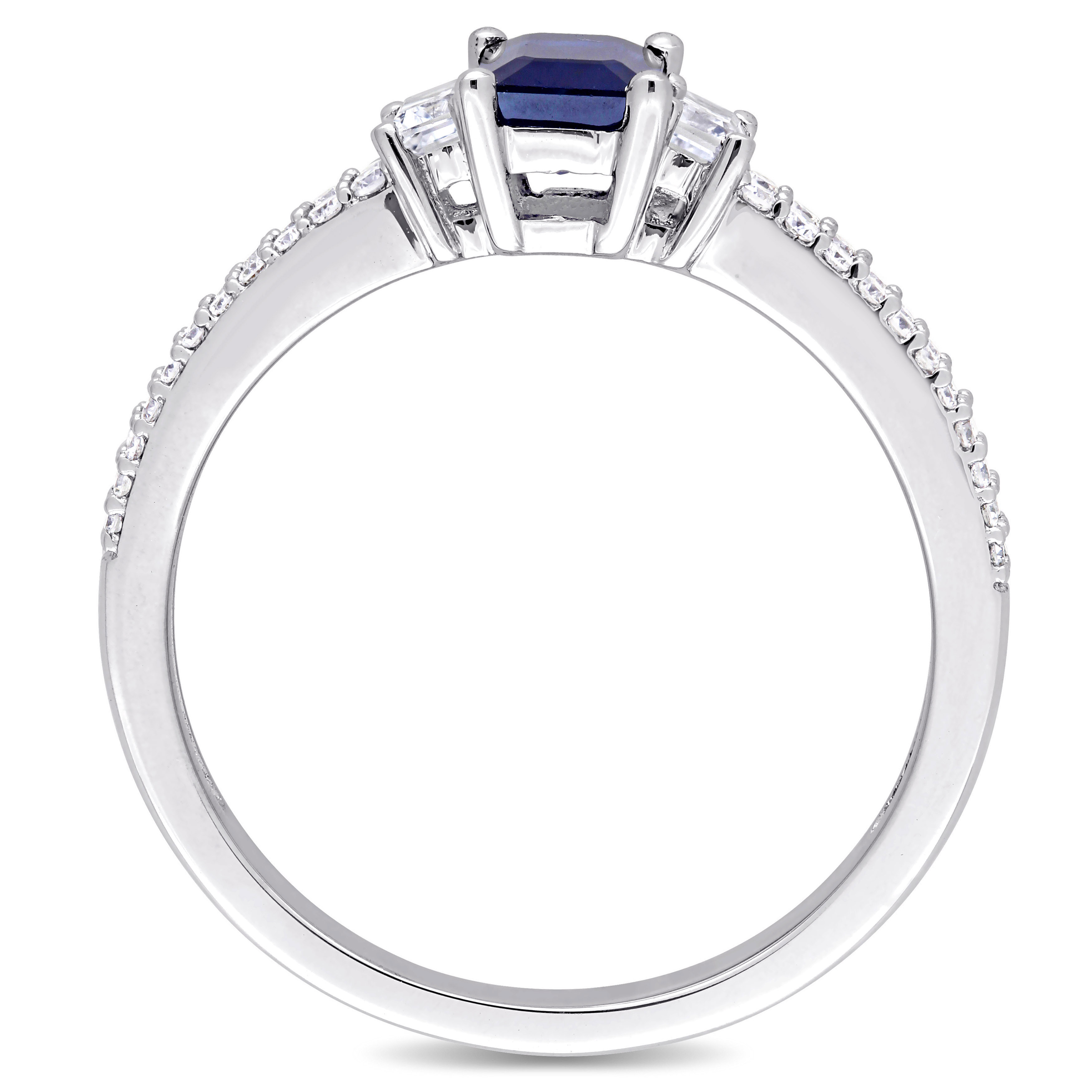 Engage in Elegance with the Yaffie Signature Blue &amp; White Sapphire Diamond Ring in White Gold.