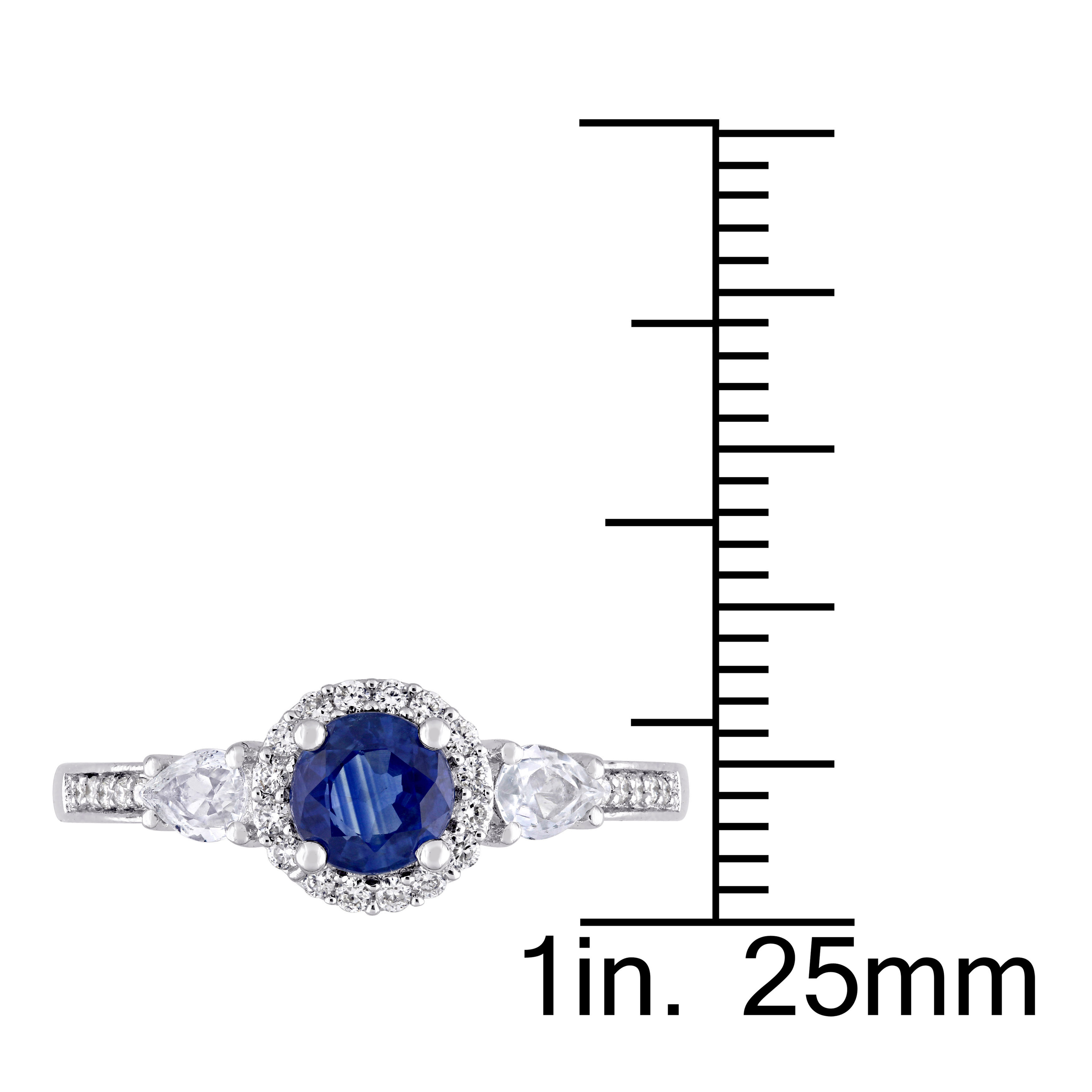 Blue and White Sapphire Engagement Ring with a Stunning Diamond Halo from Yaffie Signature Collection.