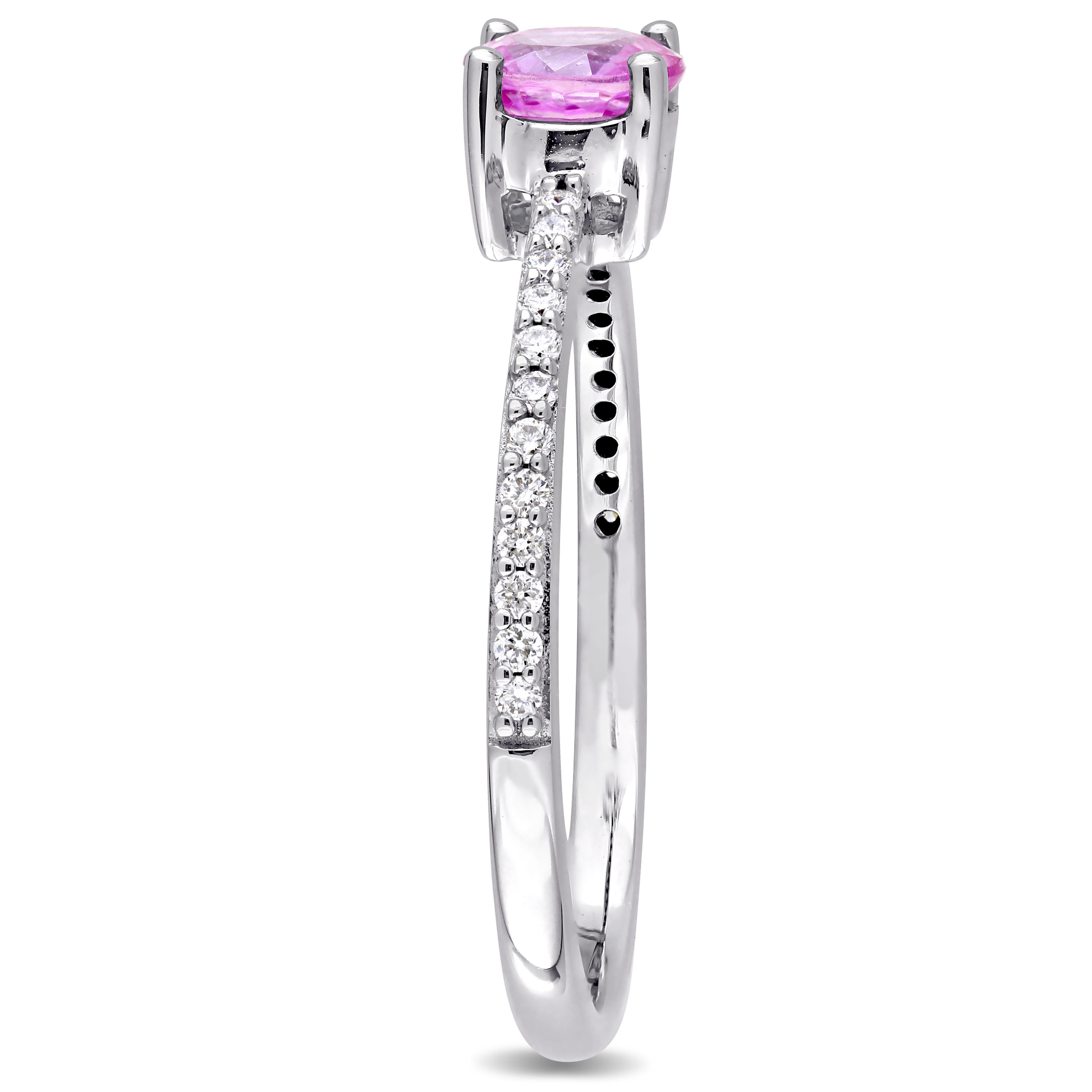 Yaffie Pink Sapphire &amp; Diamond Engagement Ring: A Slender White Gold Signature Piece