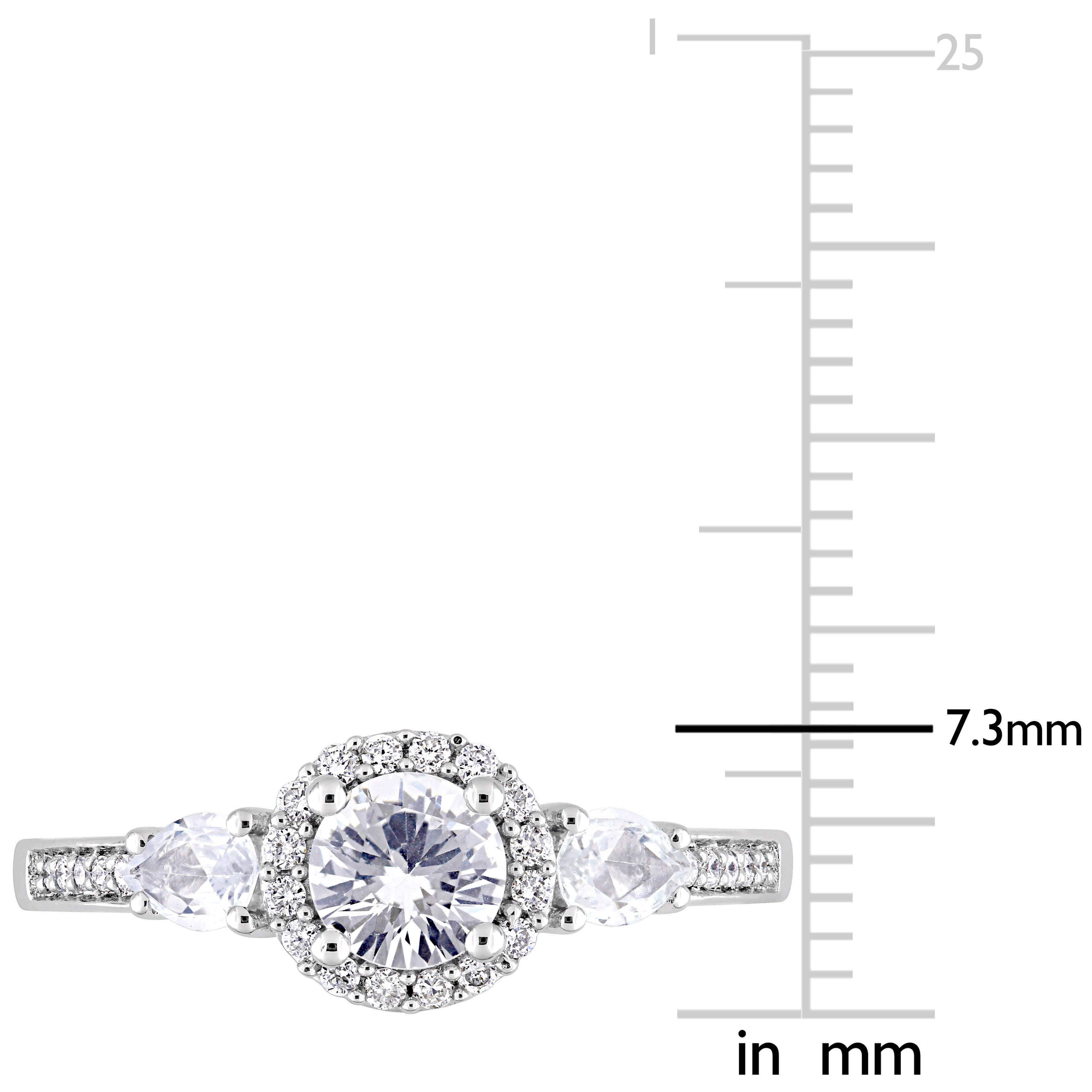 White Gold Engagement Ring with White Sapphire and Diamond Halo - Yaffie Signature Collection