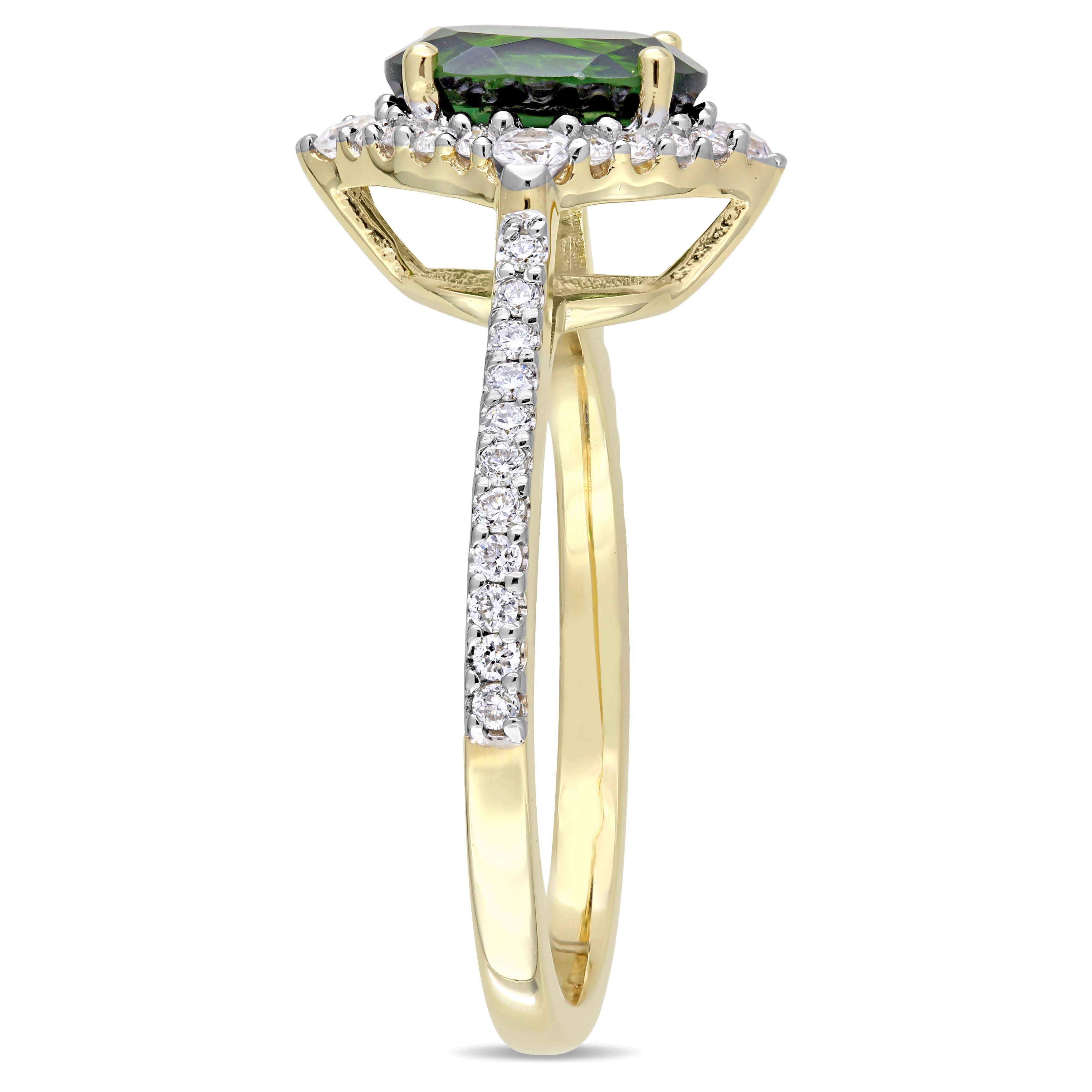 Gold Chrome Diopside White Sapphire and 1/4ct TDW Diamond Engagement Ring from the Yaffie Signature Collection - a truly unique and stunning piece.