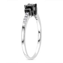 Yaffie Custom Sterling Silver Princess Diamond Ring with 1/2ct TDW in Black and White