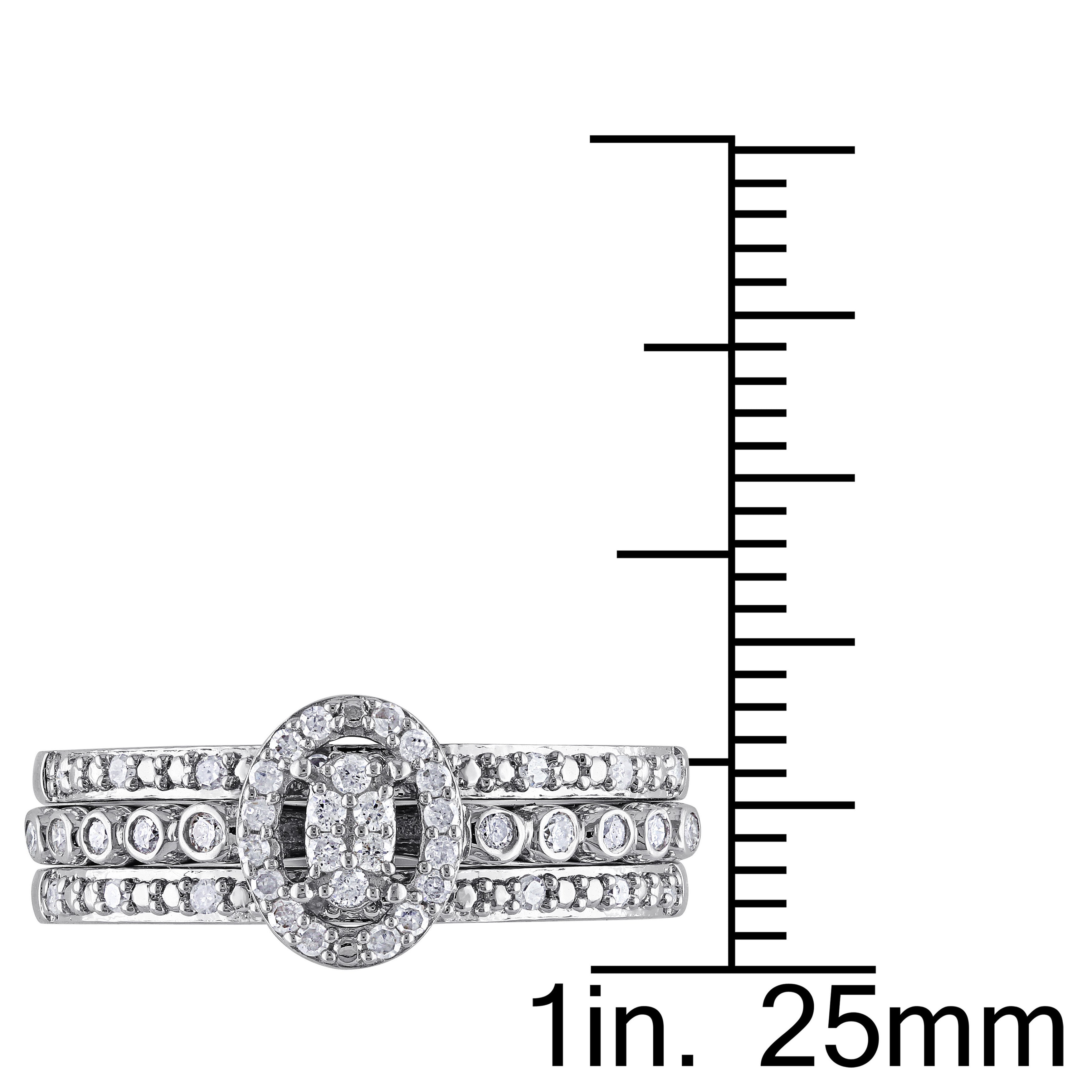 Yaffie Oval Diamond Bridal Set in Sterling Silver with 1/3ct TDW