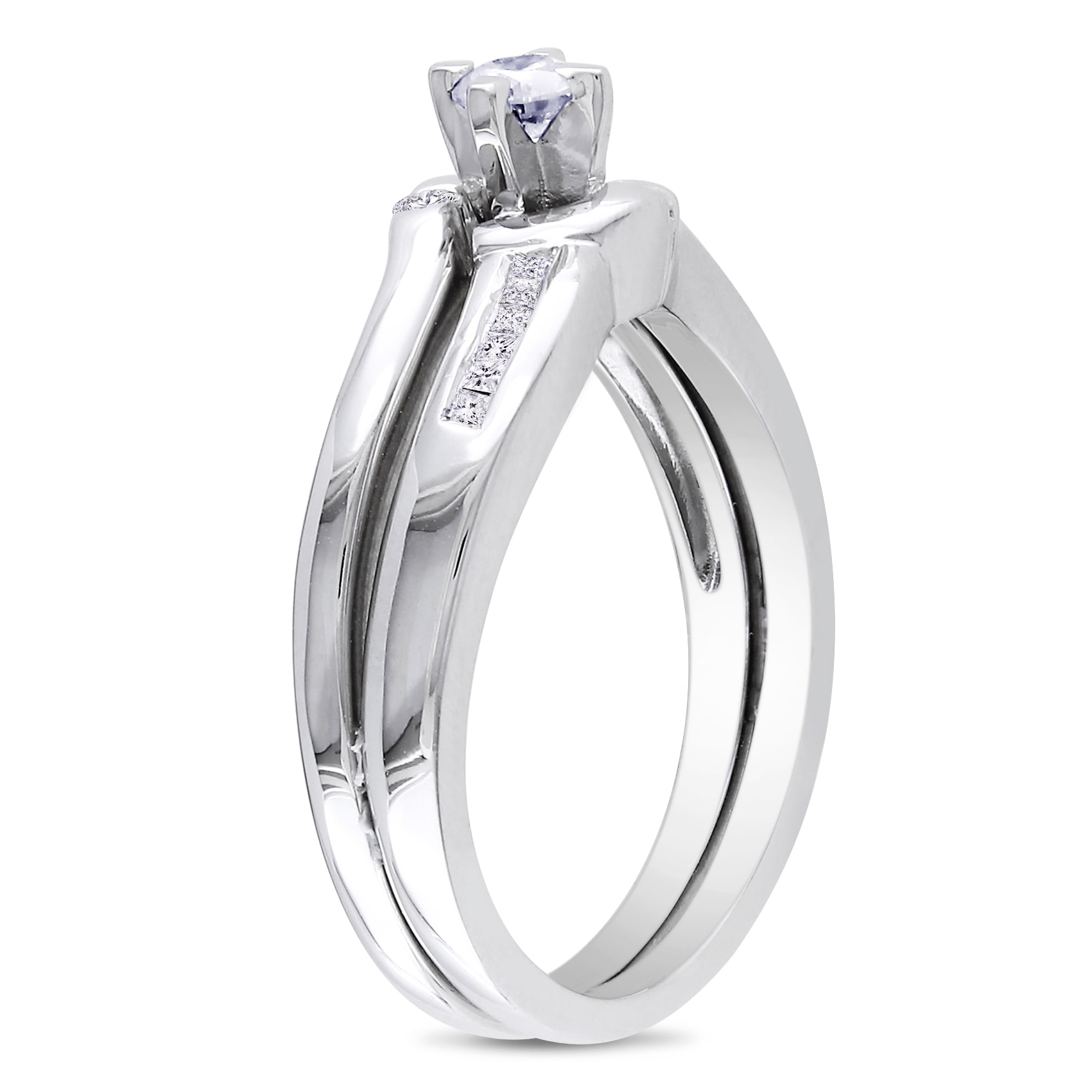 Sparkling Yaffie Sterling Silver Bridal Ring Set with 1/4ct TDW Diamonds