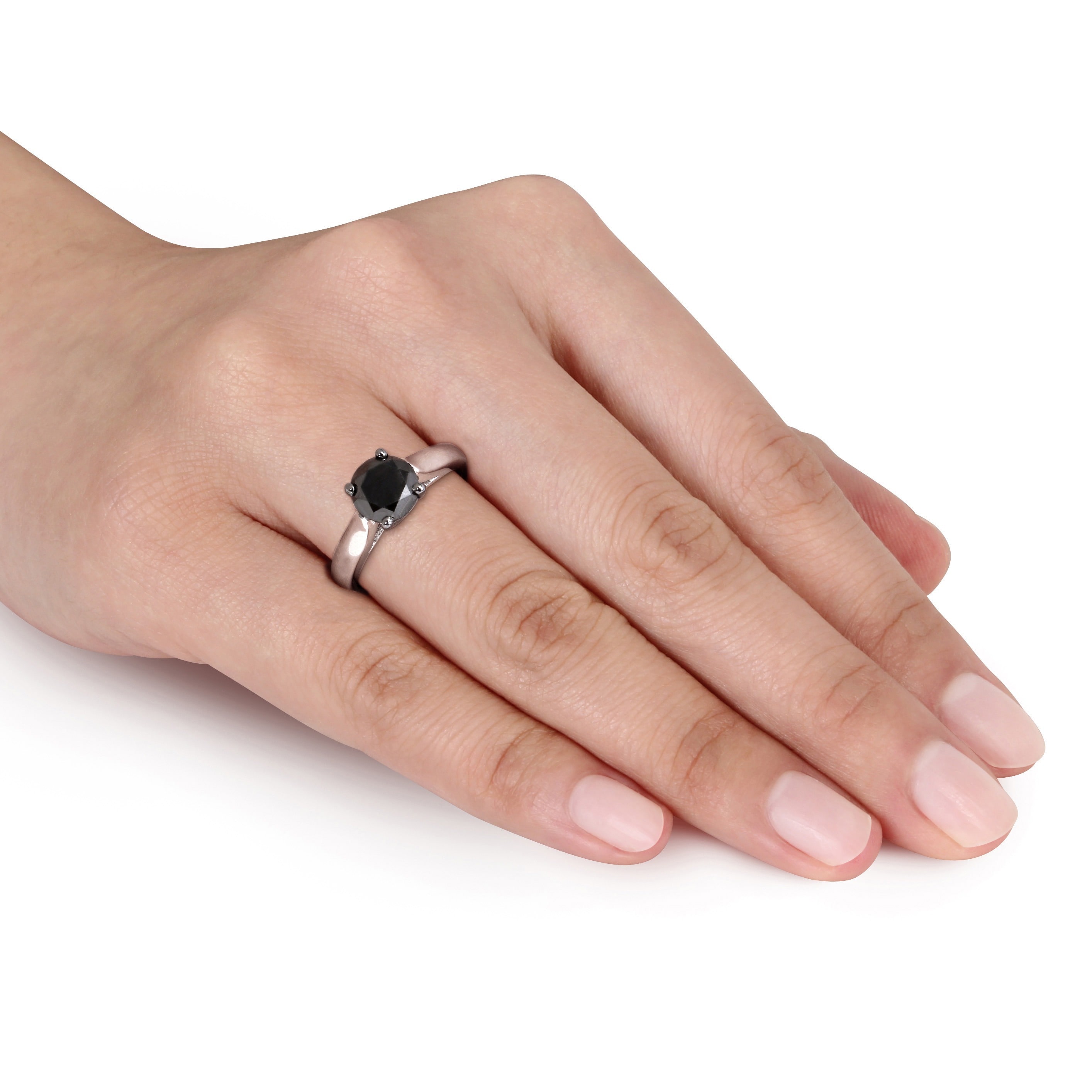 Yaffie ™ Crafts Custom 2ct TDW Black Diamond Solitaire Ring in Sterling Silver