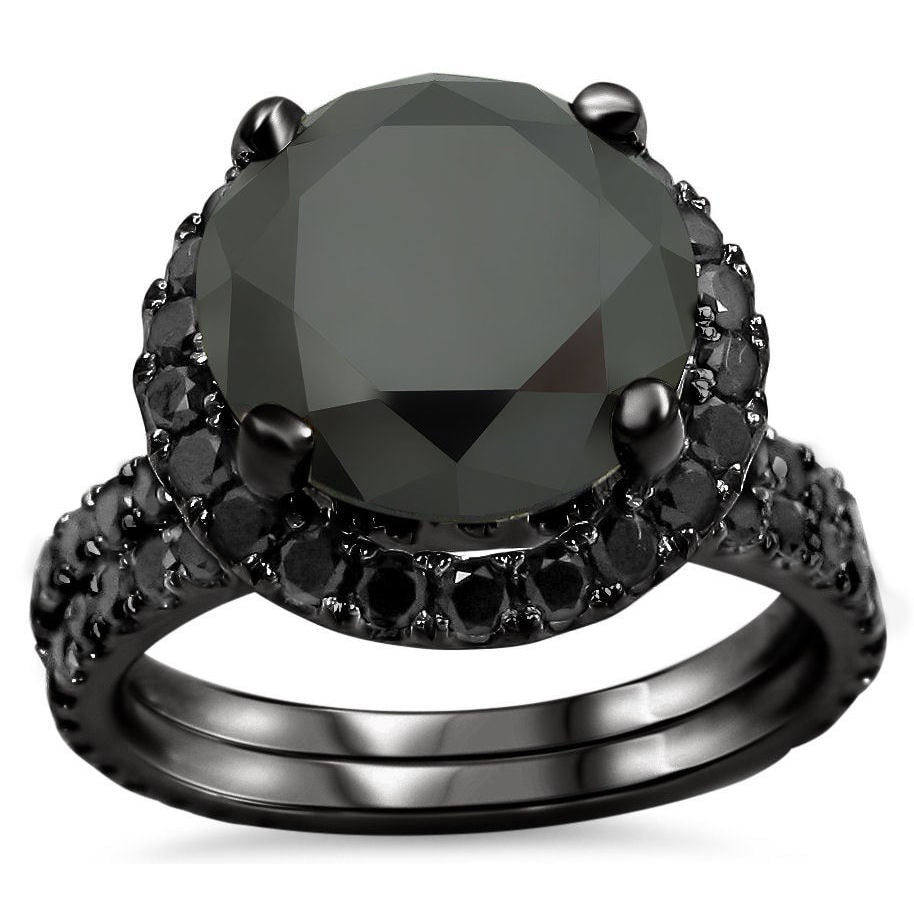 Yaffie ™ Custom Black Gold Engagement Ring Set with 4ct TDW Black