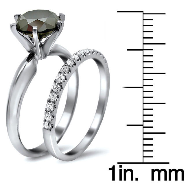 Yaffie™ Custom Black and White Diamond Bridal Set - Sparkling 2 3/4ct TDW on White Gold