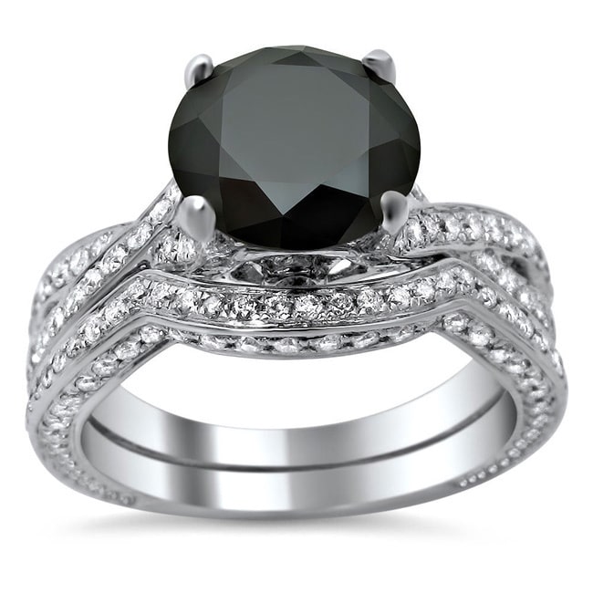 Yaffie ™ Custom Criss Cross Bridal Set with 3 1/2ct TDW Black Diamond in White Gold.