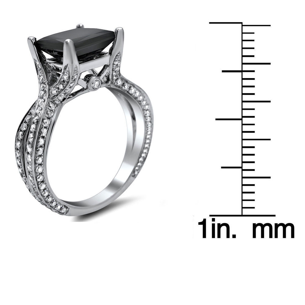 Yaffie ™ Bespoke Black Princess Cut Diamond Ring with 3.90ct TDW in White Gold